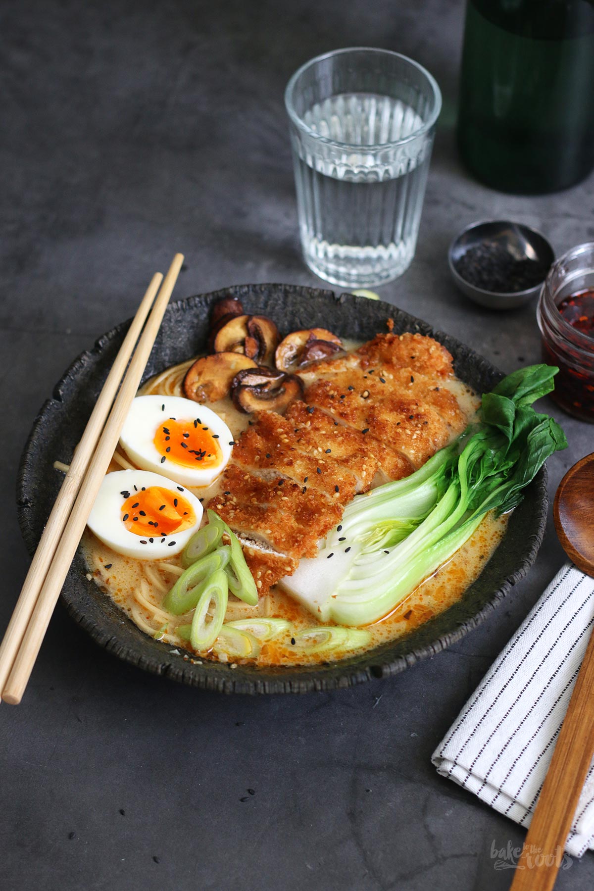 Creamy Miso Ramen with Chicken Katsu | Bake to the roots