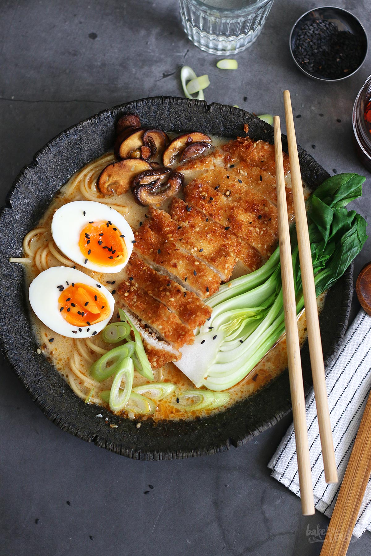 Creamy Miso Ramen with Chicken Katsu | Bake to the roots