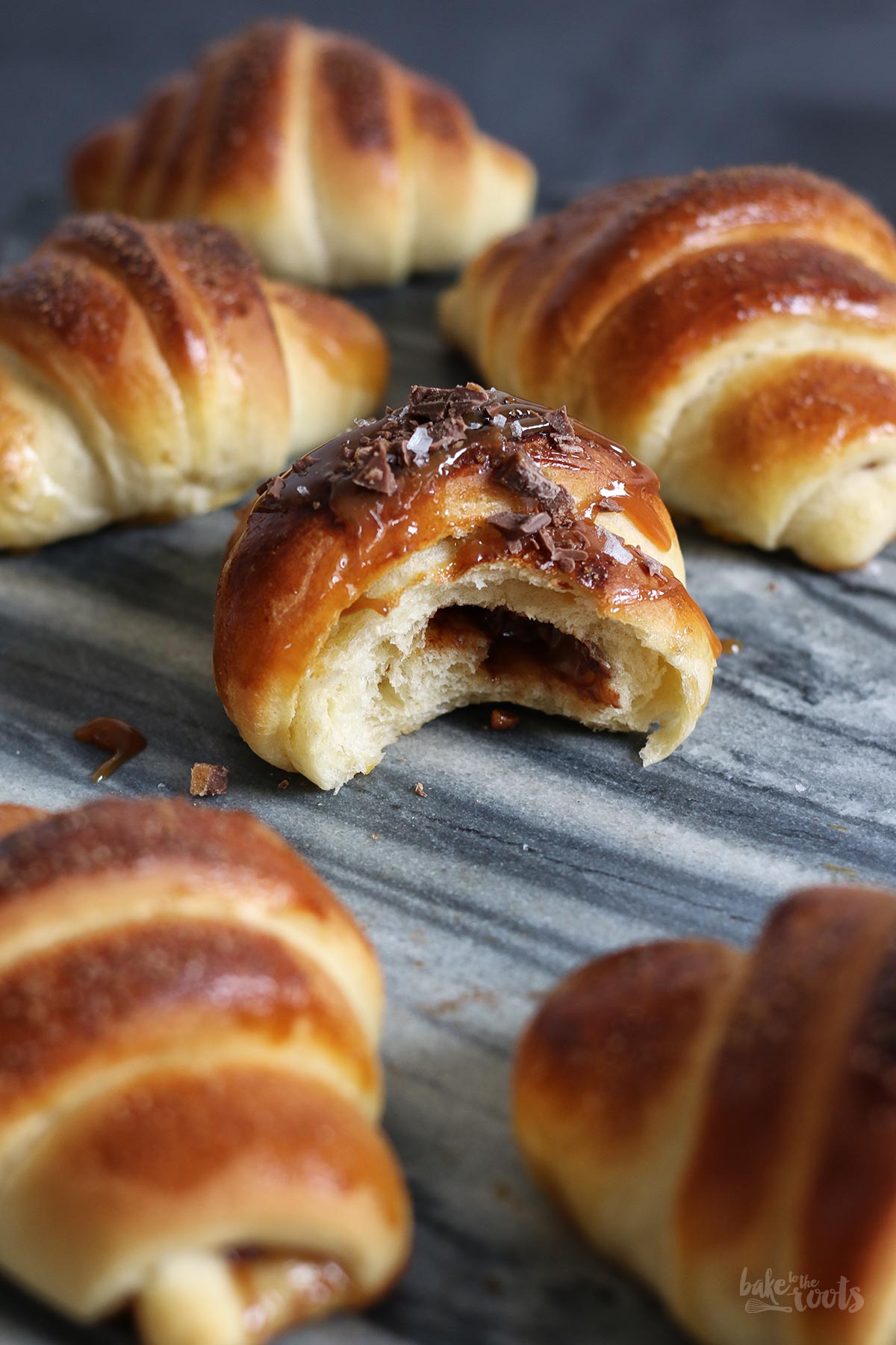 Salted Caramel Chocolate Croissants | Bake to the roots