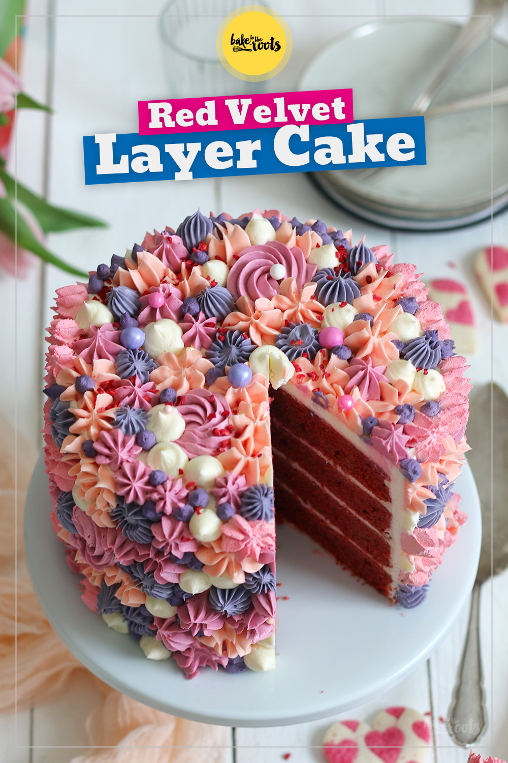 Pink Mother's Day (Red Velvet) Cake | Bake to the roots