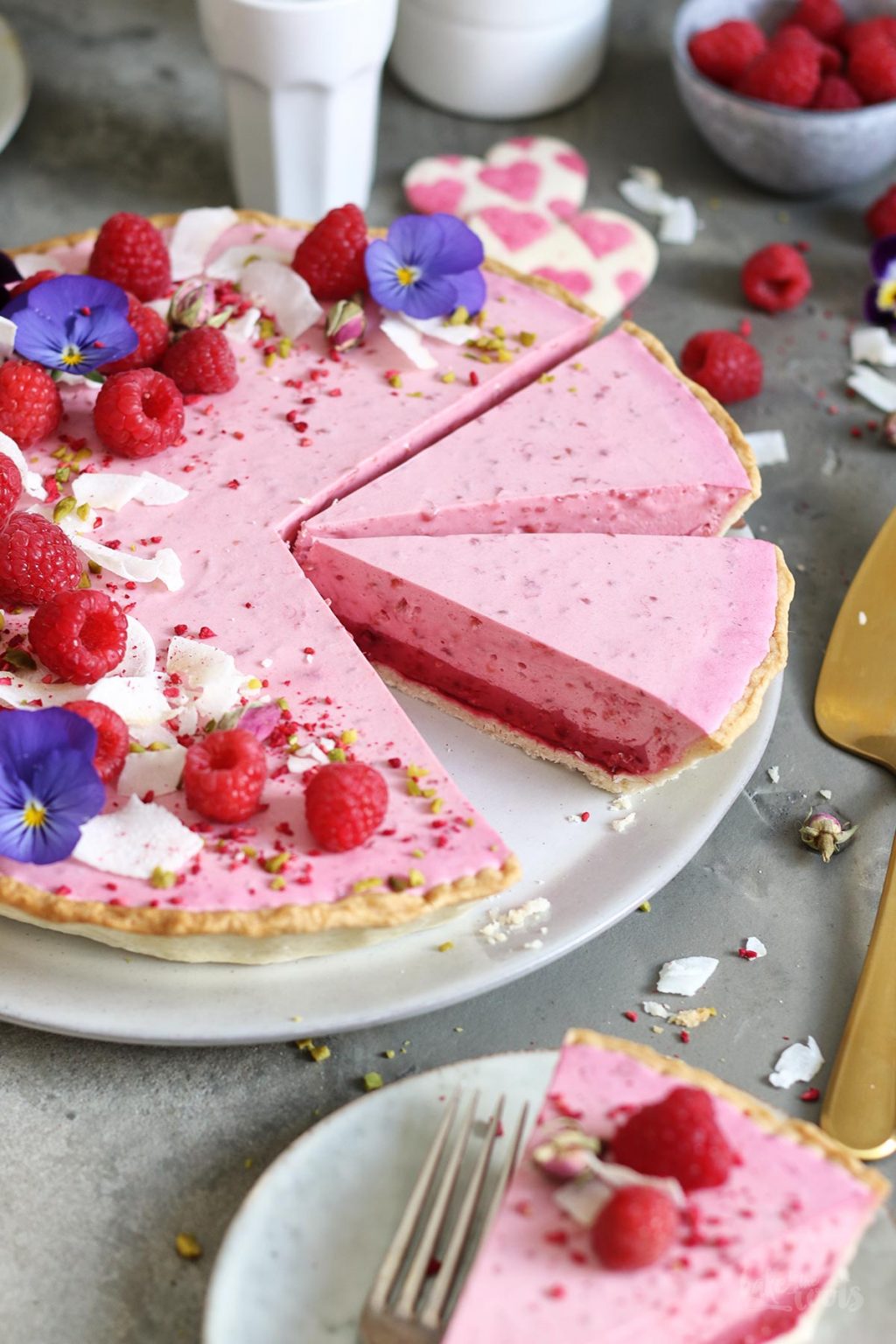 Raspberry Coconut Mousse Tart | Bake to the roots