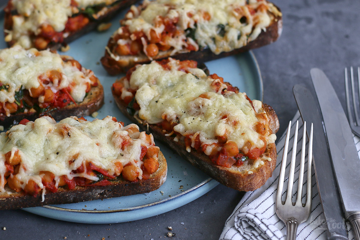 Cheesy Chickpea, Tomato & Spinach Melts | Bake to the roots