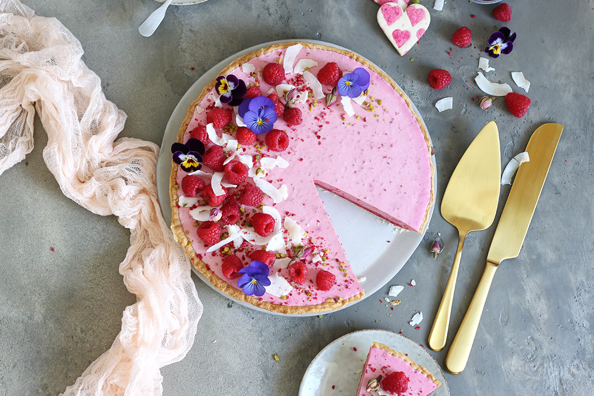 Raspberry Coconut Mousse Tart | Bake to the roots