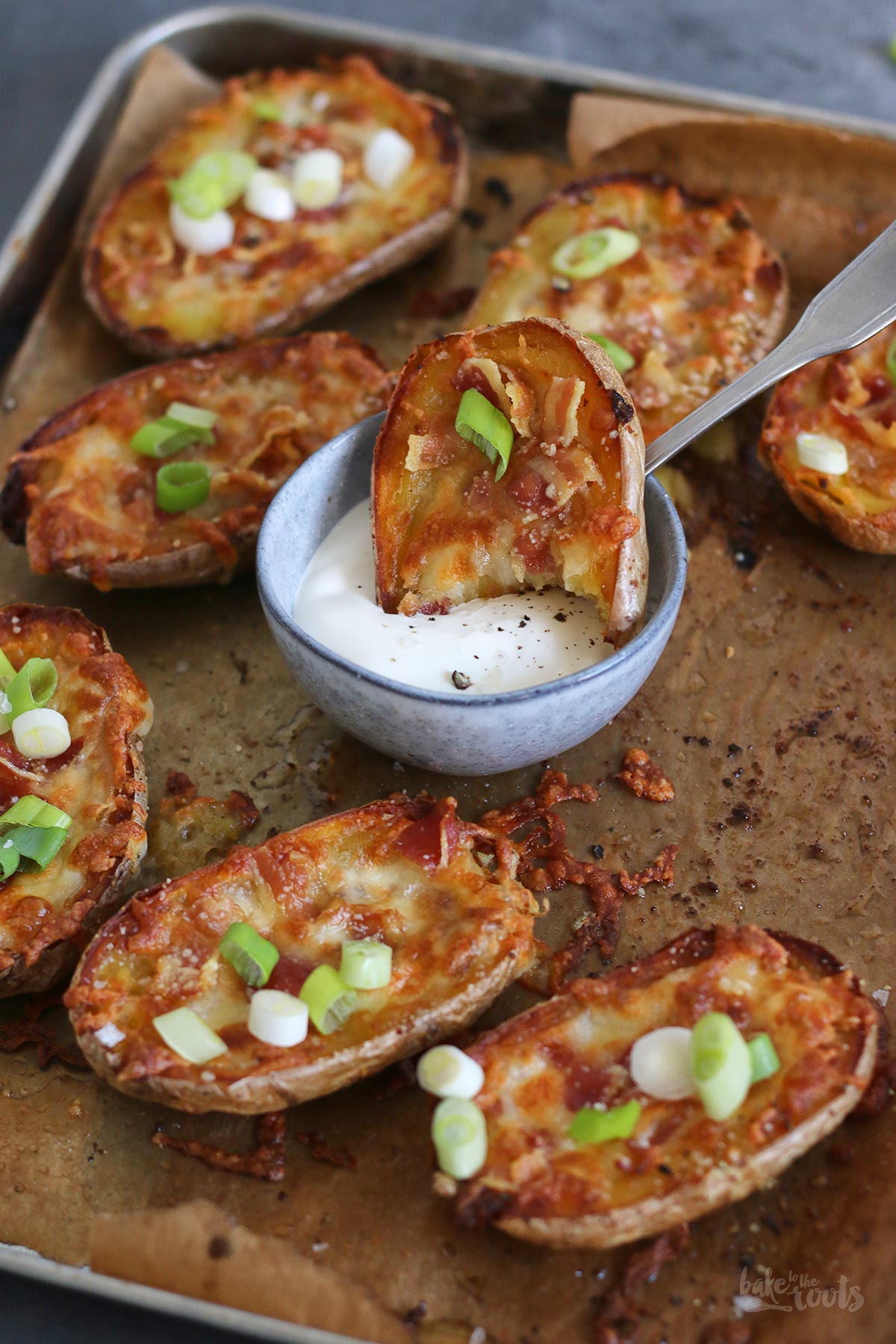 Potato Skins with Bacon & Cheese | Bake to the roots