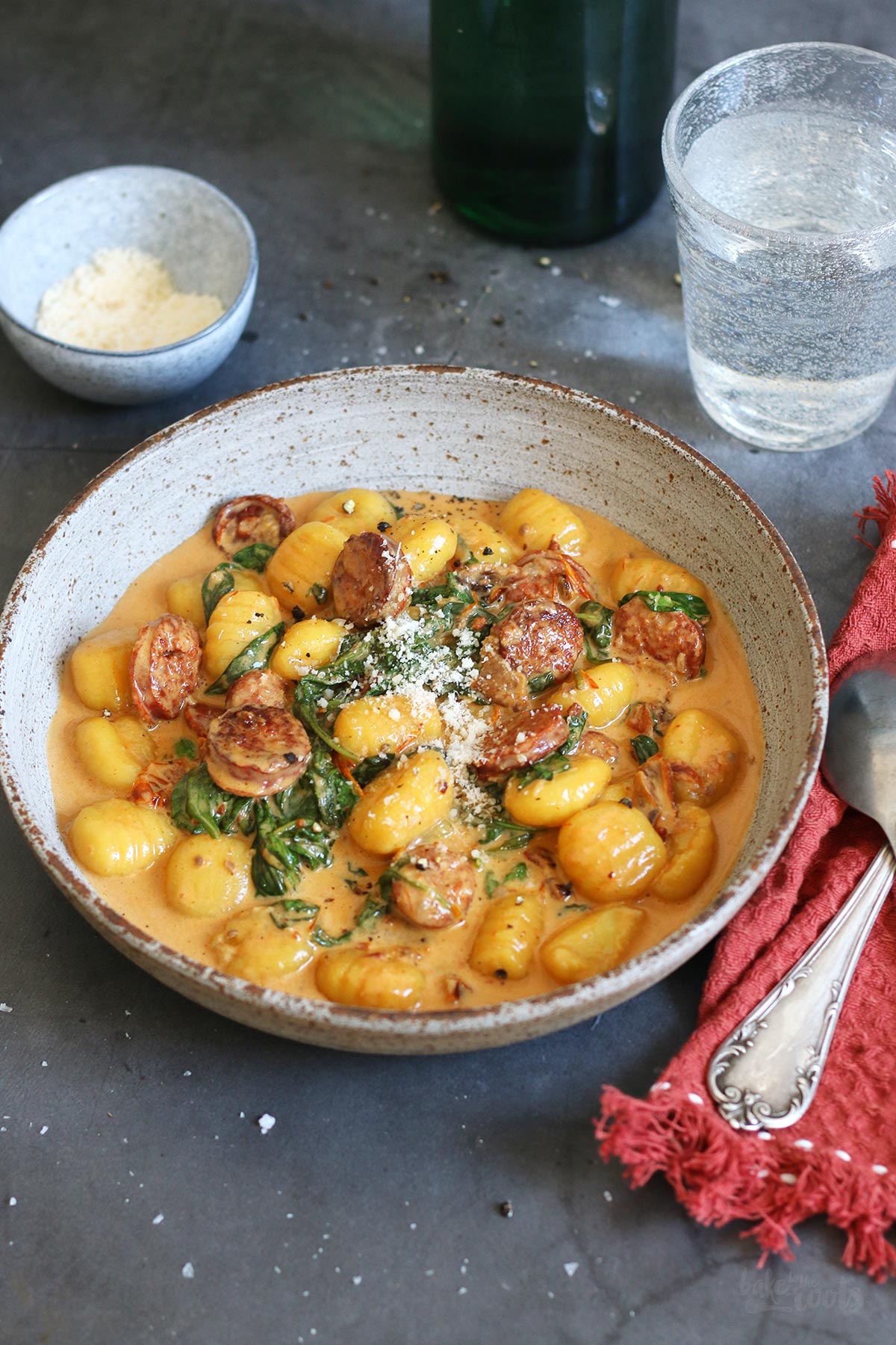 Gnocchi with Chorizo, Sun-Dried Tomatoes & Spinach | Bake to the roots