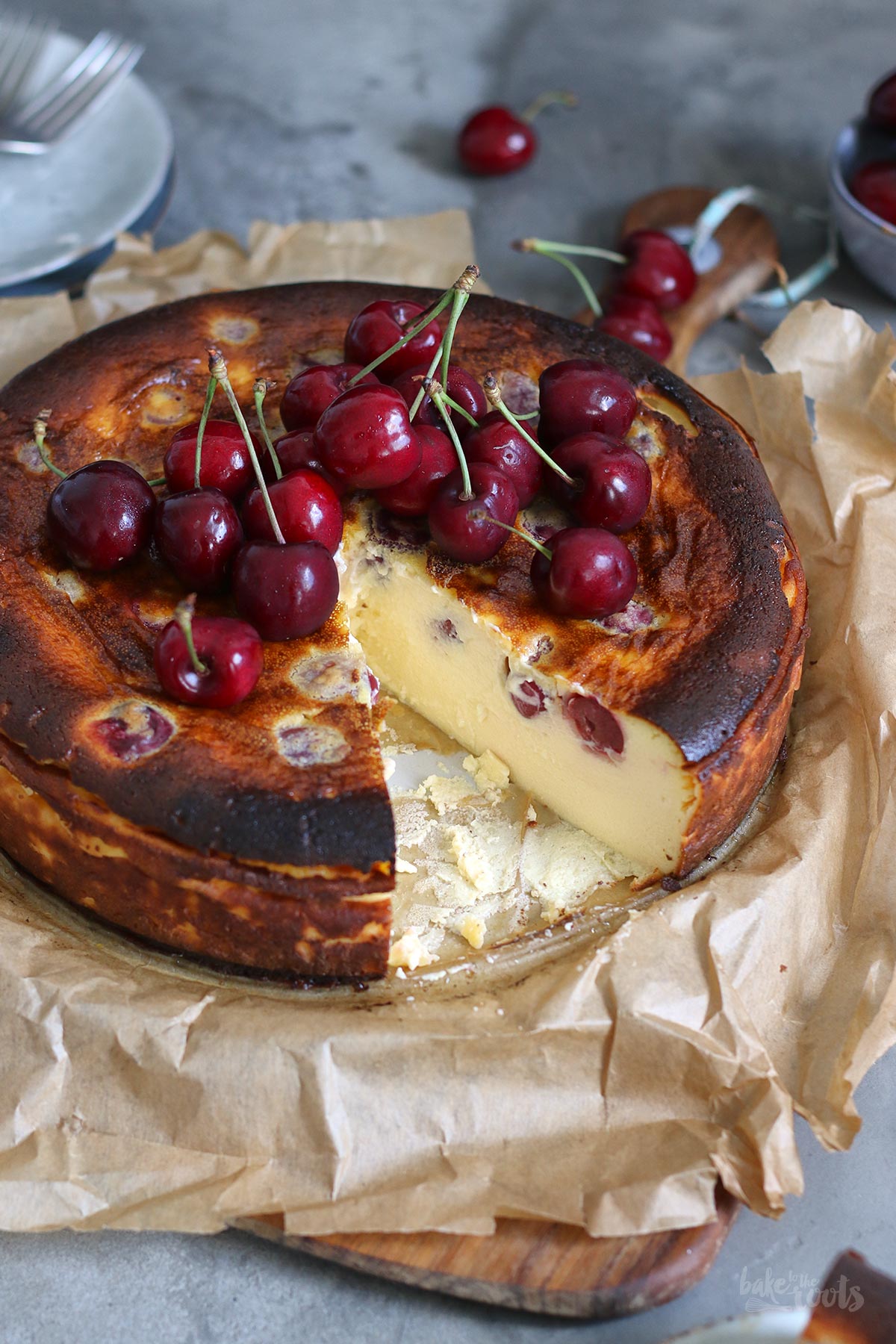 Cherry Basque Burnt Cheesecake (San Sebastian Cheesecake) | Bake to the roots
