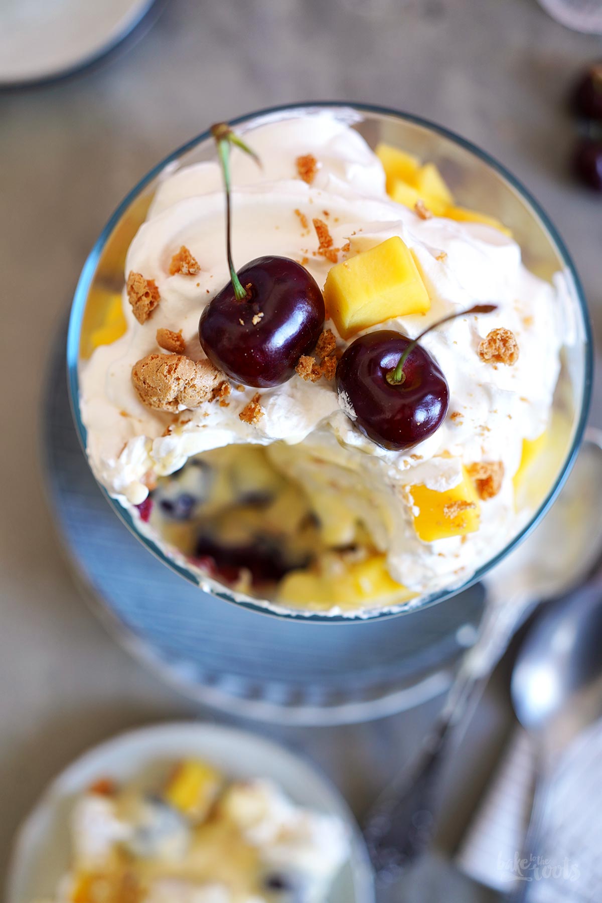 Giant Summer Trifle with Cherries & Mango | Bake to the roots
