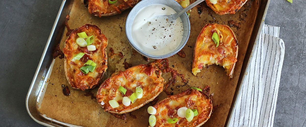 Potato Skins with Bacon & Cheese | Bake to the roots