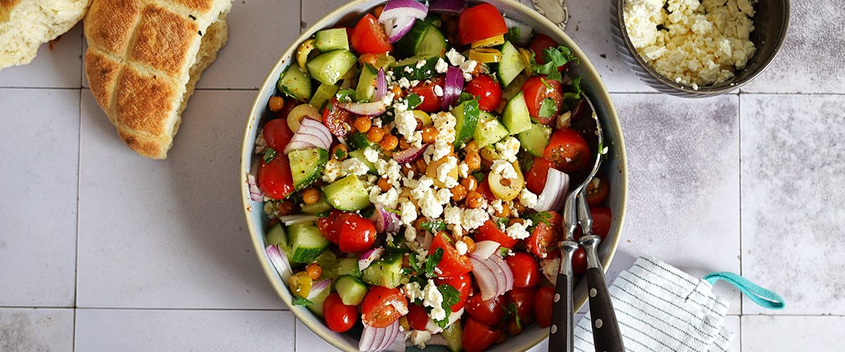 Roasted Chickpea Salad with Feta | Bake to the roots
