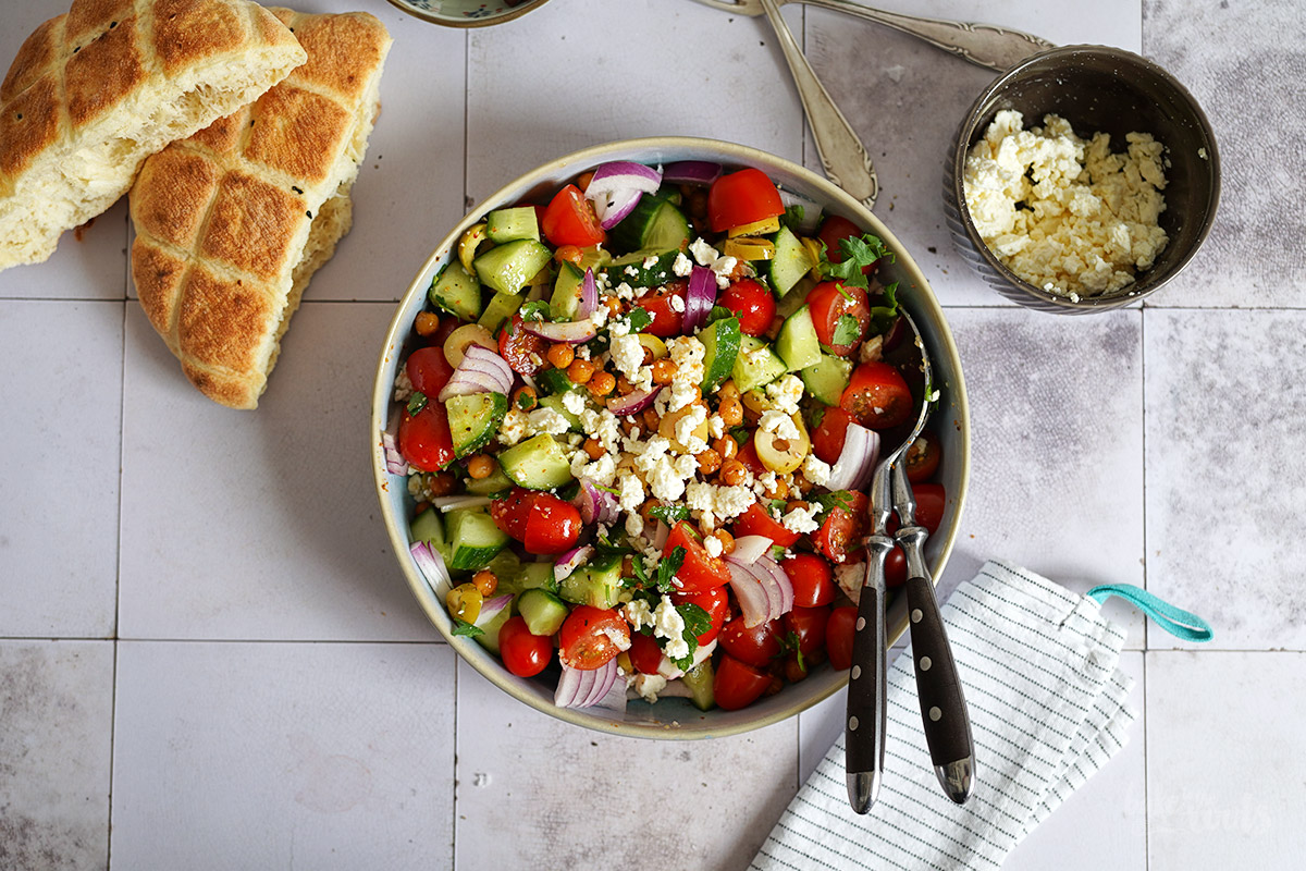 Roasted Chickpea Salad with Feta | Bake to the roots