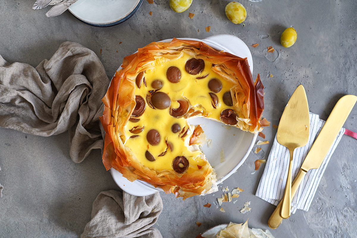 Mirabellen Schmand Filo Tarte | Bake to the roots