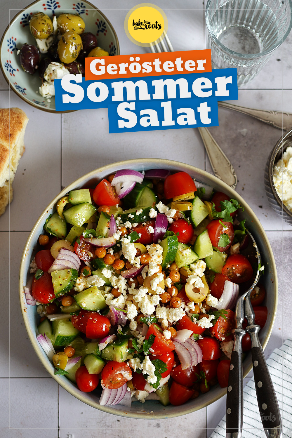 Sommersalat mit gerösteten Kichererbsen & Feta | Bake to the roots