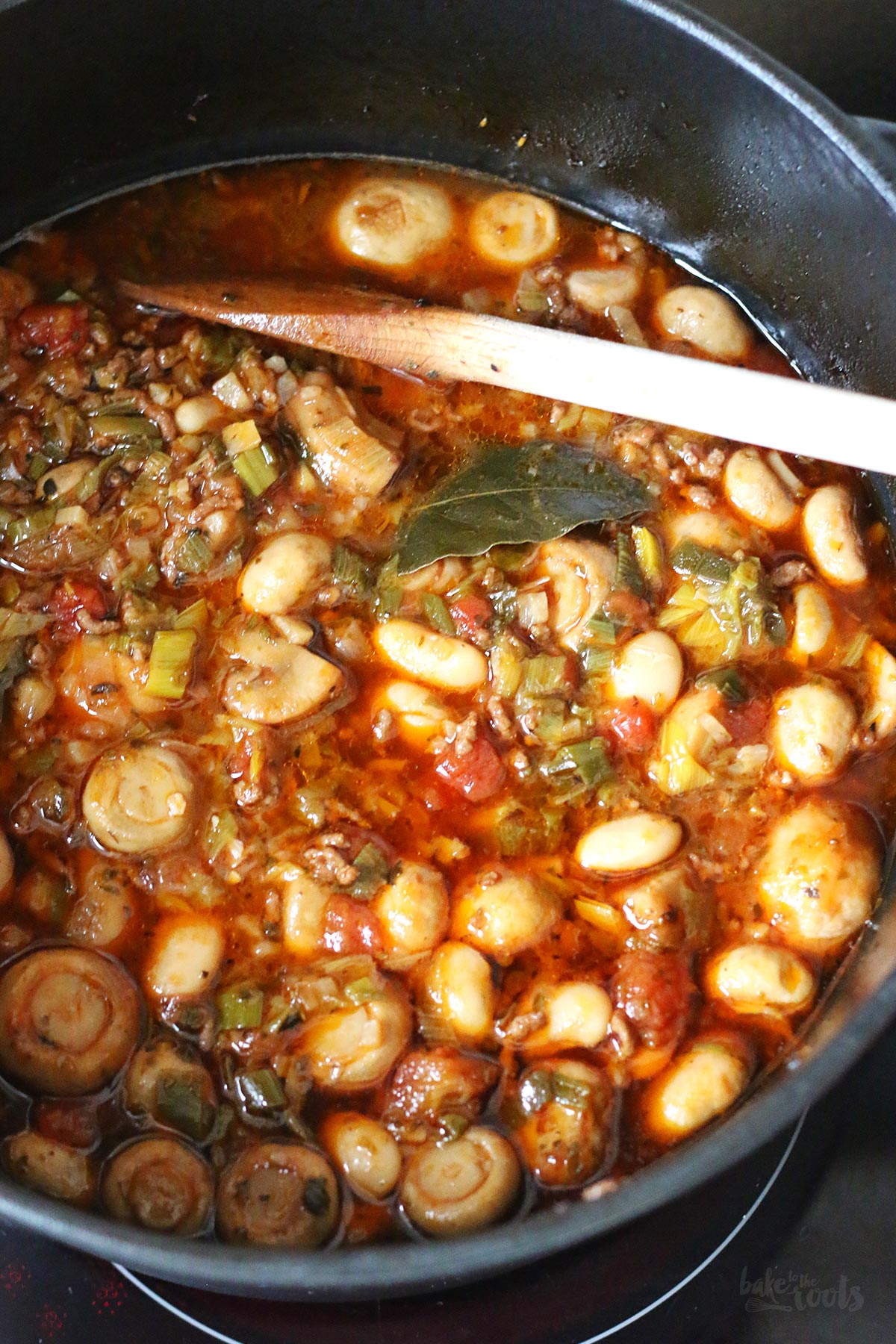Braised Mushroom, White Beans & Leek Stew | Bake to the roots