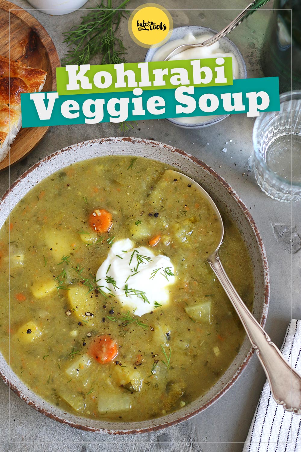 Simple & Easy Kohlrabi Veggie Soup | Bake to the roots