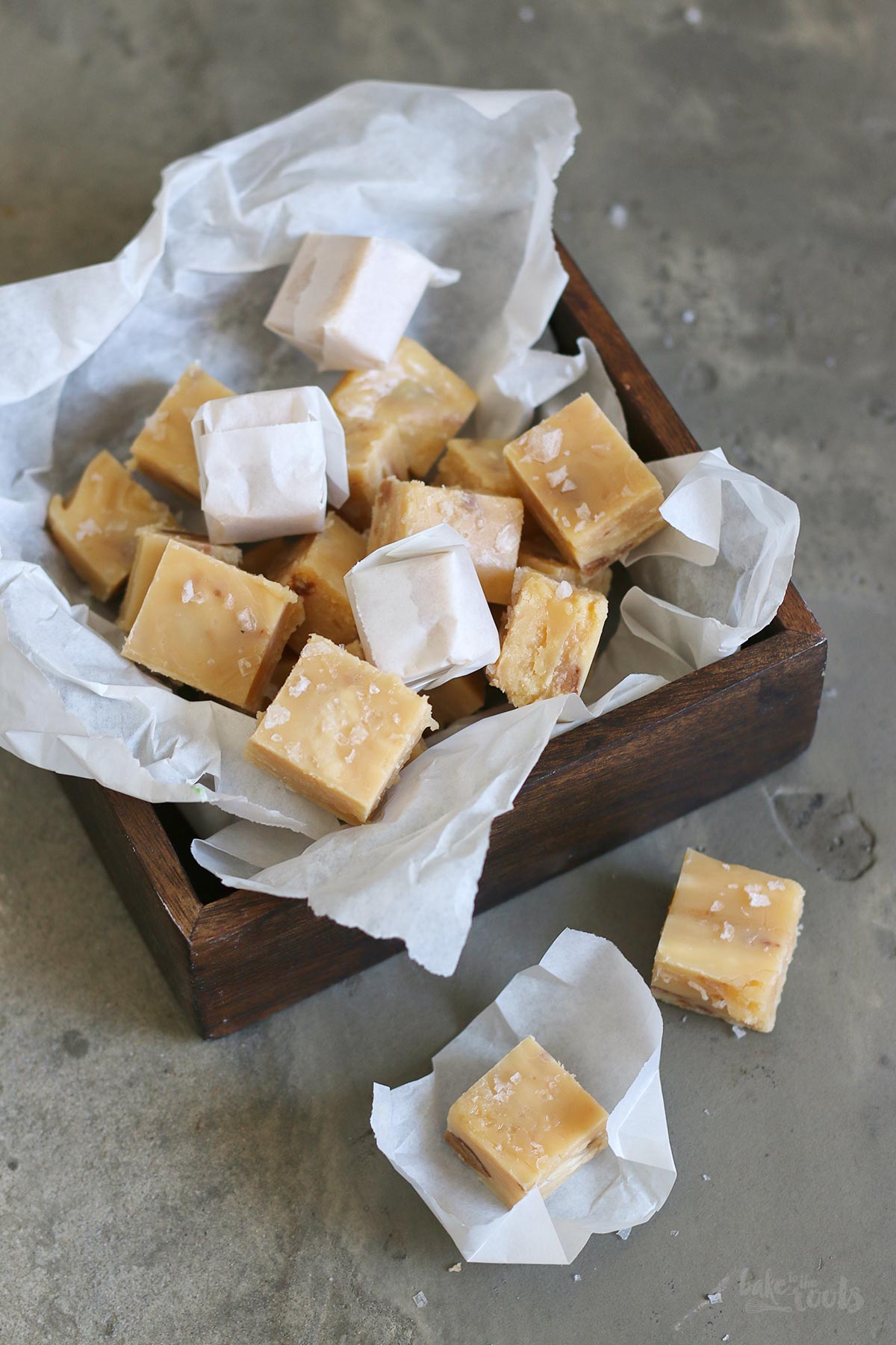 Salted Caramel White Chocolate Fudge | Bake to the roots