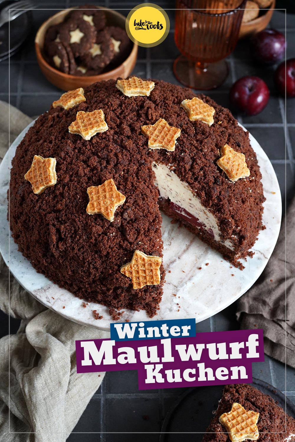 Winter Maulwurfkuchen mit Zimt-Pflaumen | Bake to the roots