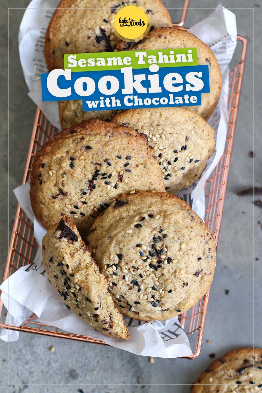 Sesame Tahini Chocolate Cookies | Bake to the roots