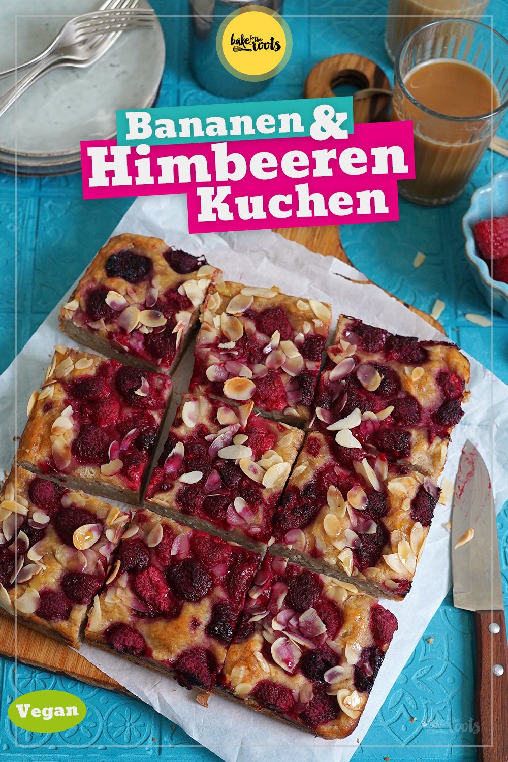 Einfacher Kuchen mit Banane & Himbeeren (vegan) | Bake to the roots