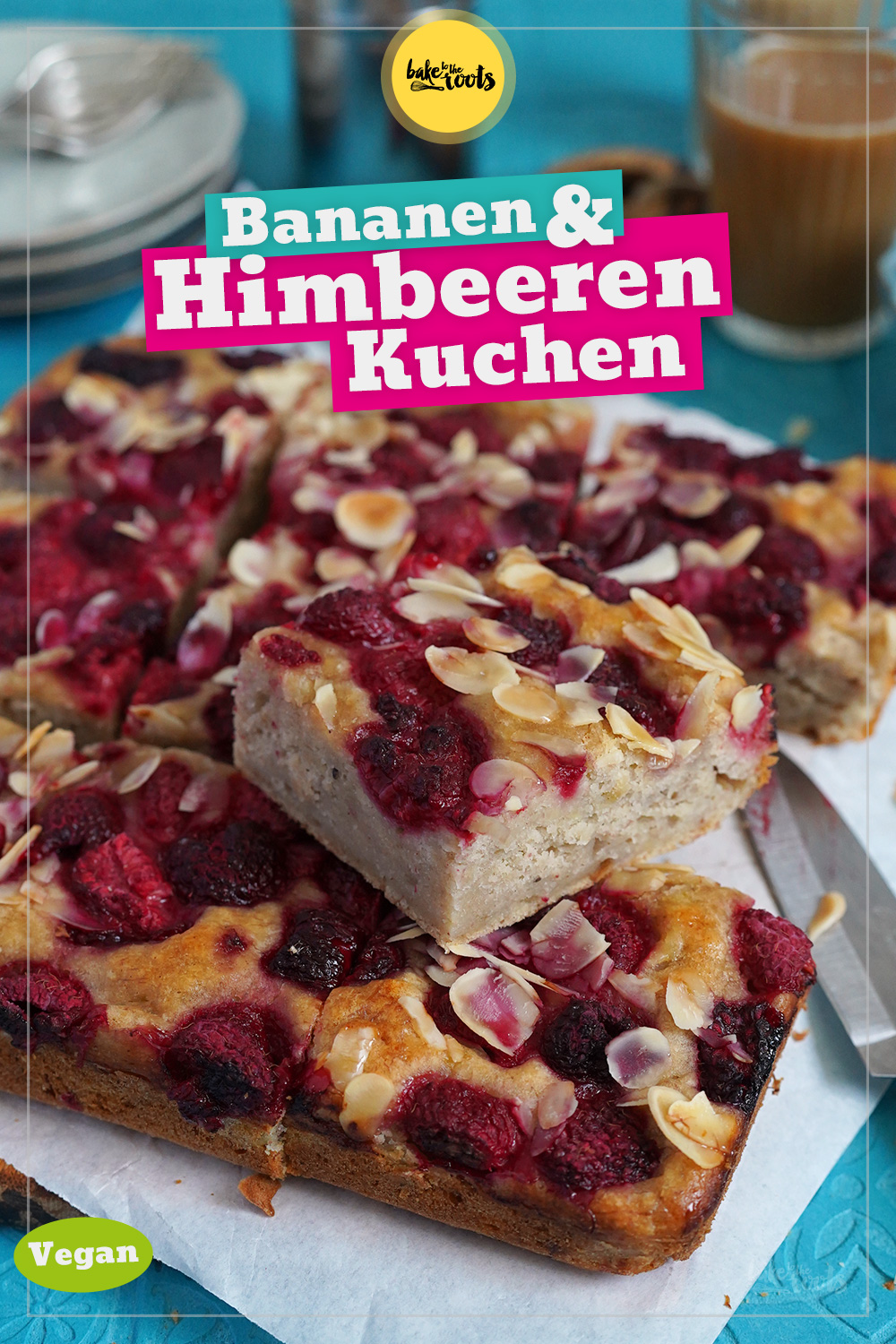 Einfacher Kuchen mit Banane & Himbeeren (vegan) | Bake to the roots