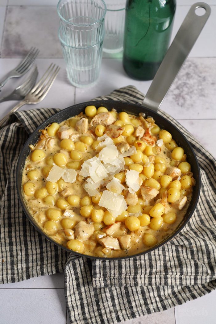 Quick & Easy Gnocchi Chicken Alfredo Bake to the roots