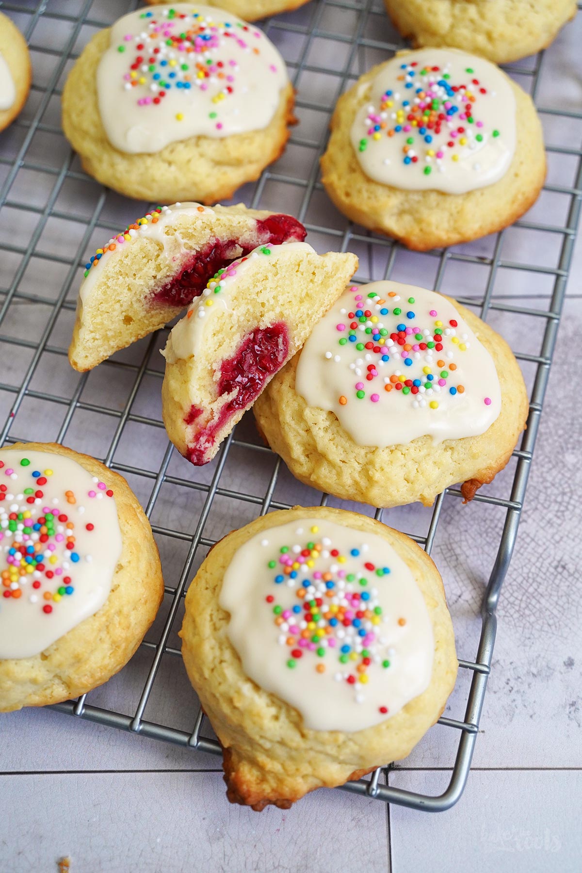 Sour Cream Raspberry Funfetti Cookies | Bake to the roots