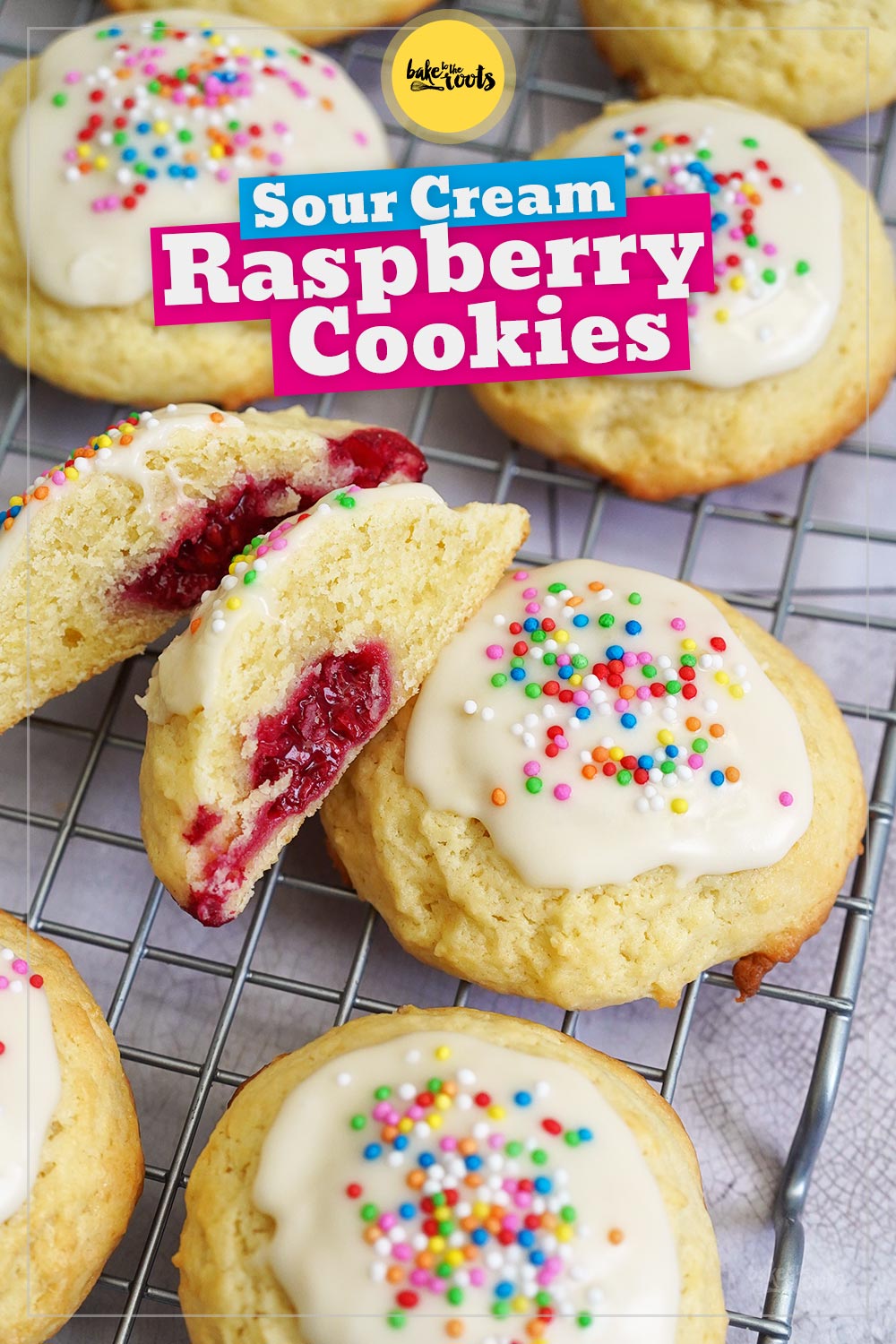Sour Cream Raspberry Funfetti Cookies | Bake to the roots