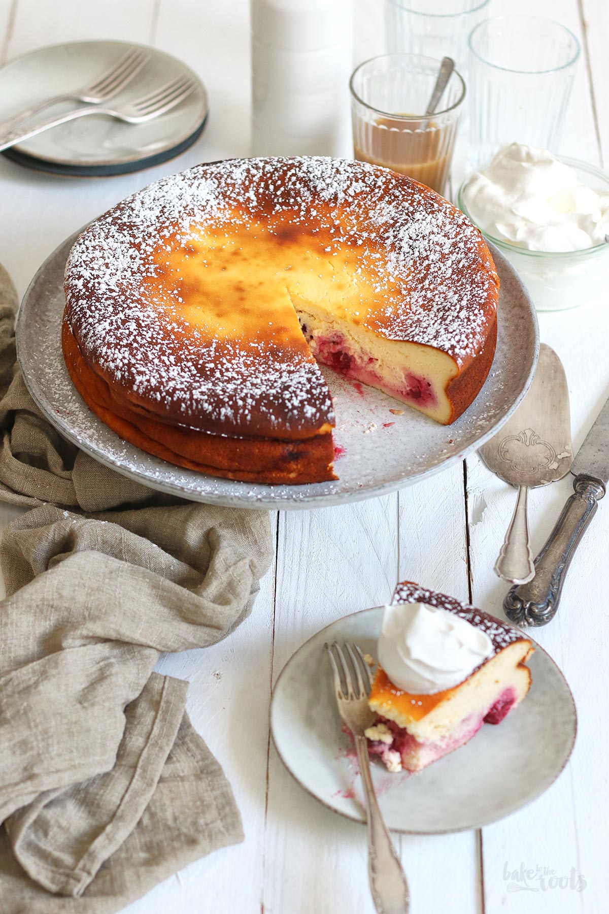 Einfacher Quark Kuchen mit Kirschen | Bake to the roots