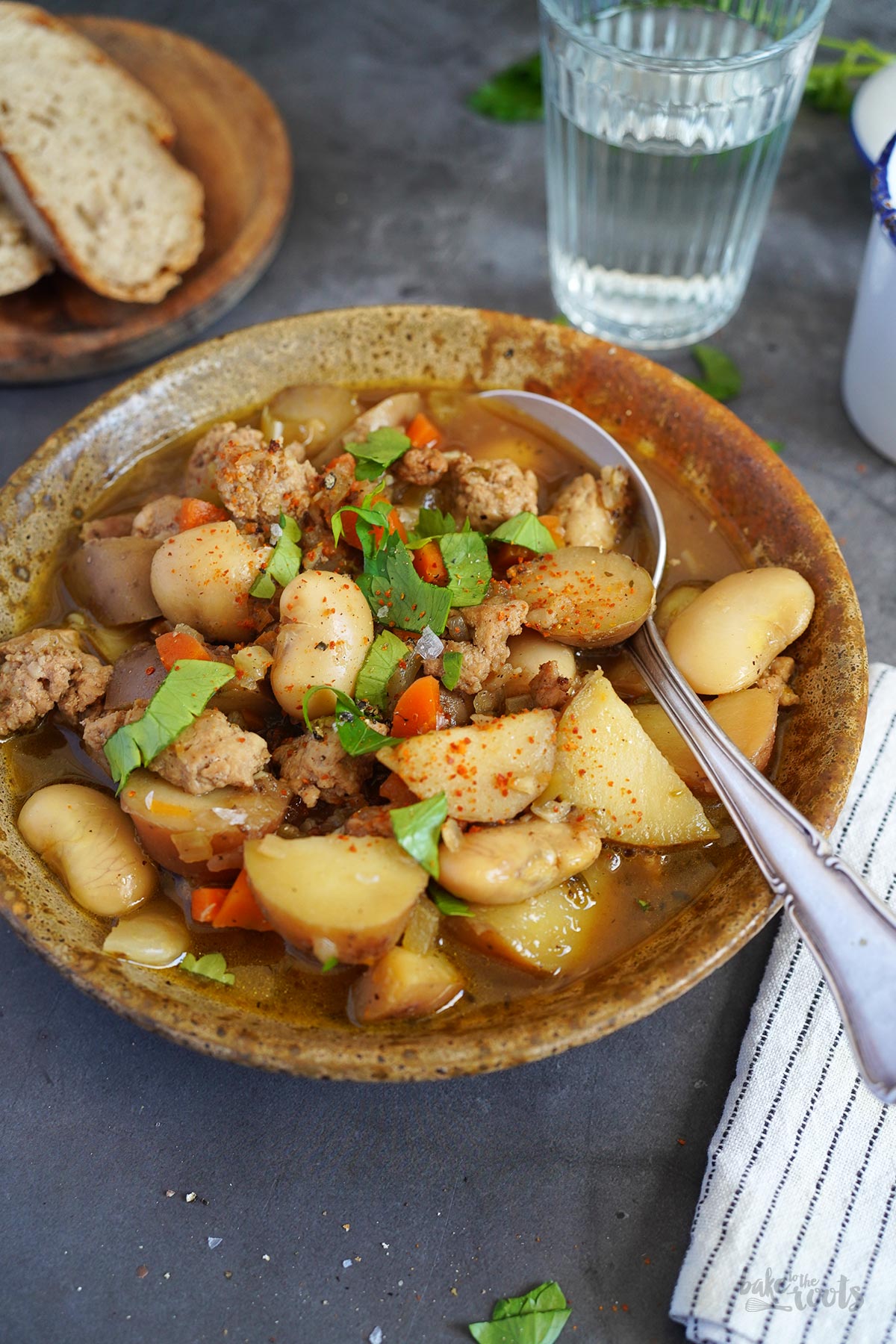 Sausage, Potato & White Jumbo Bean Stew | Bake to the roots