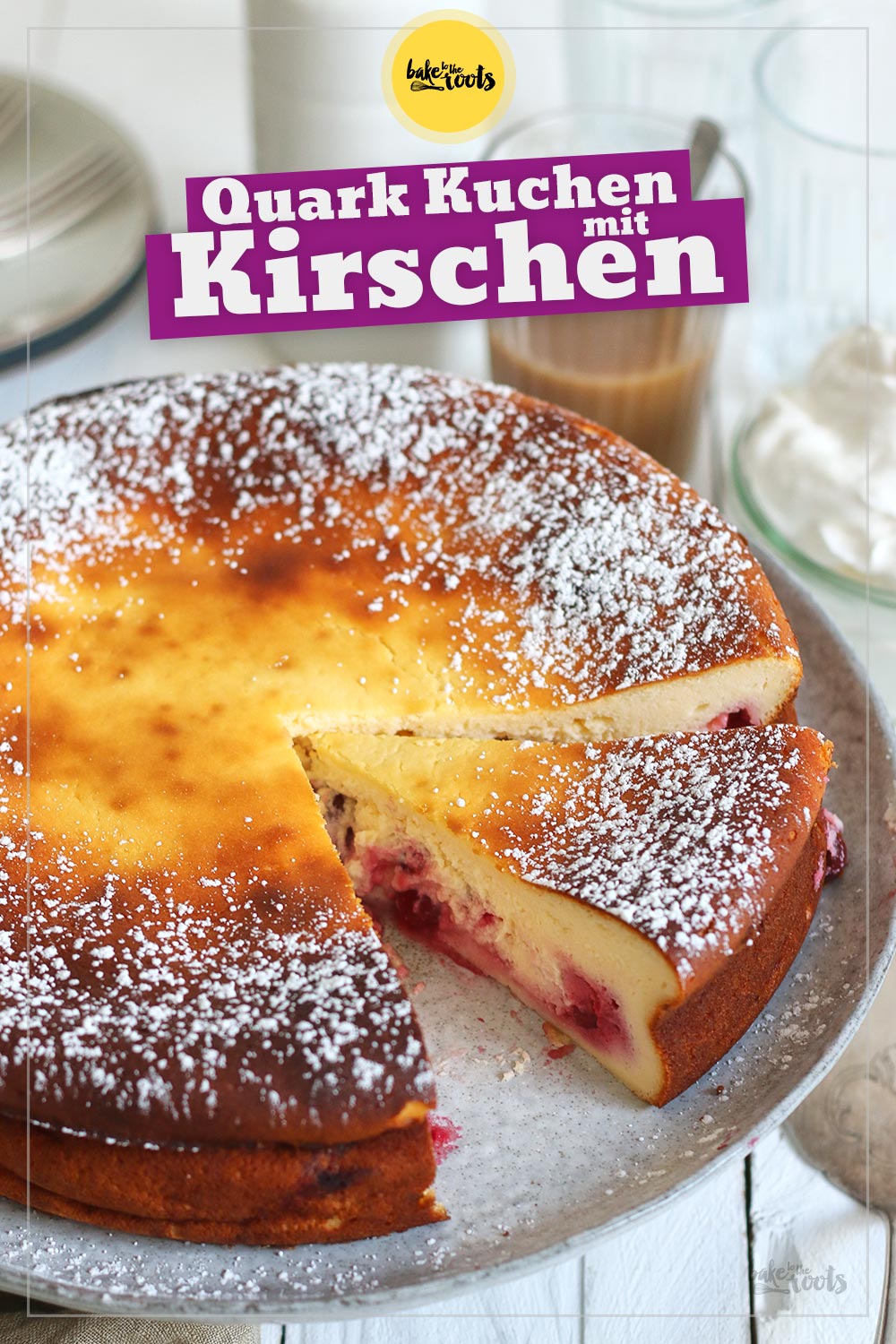 Einfacher Quark Kuchen mit Kirschen | Bake to the roots