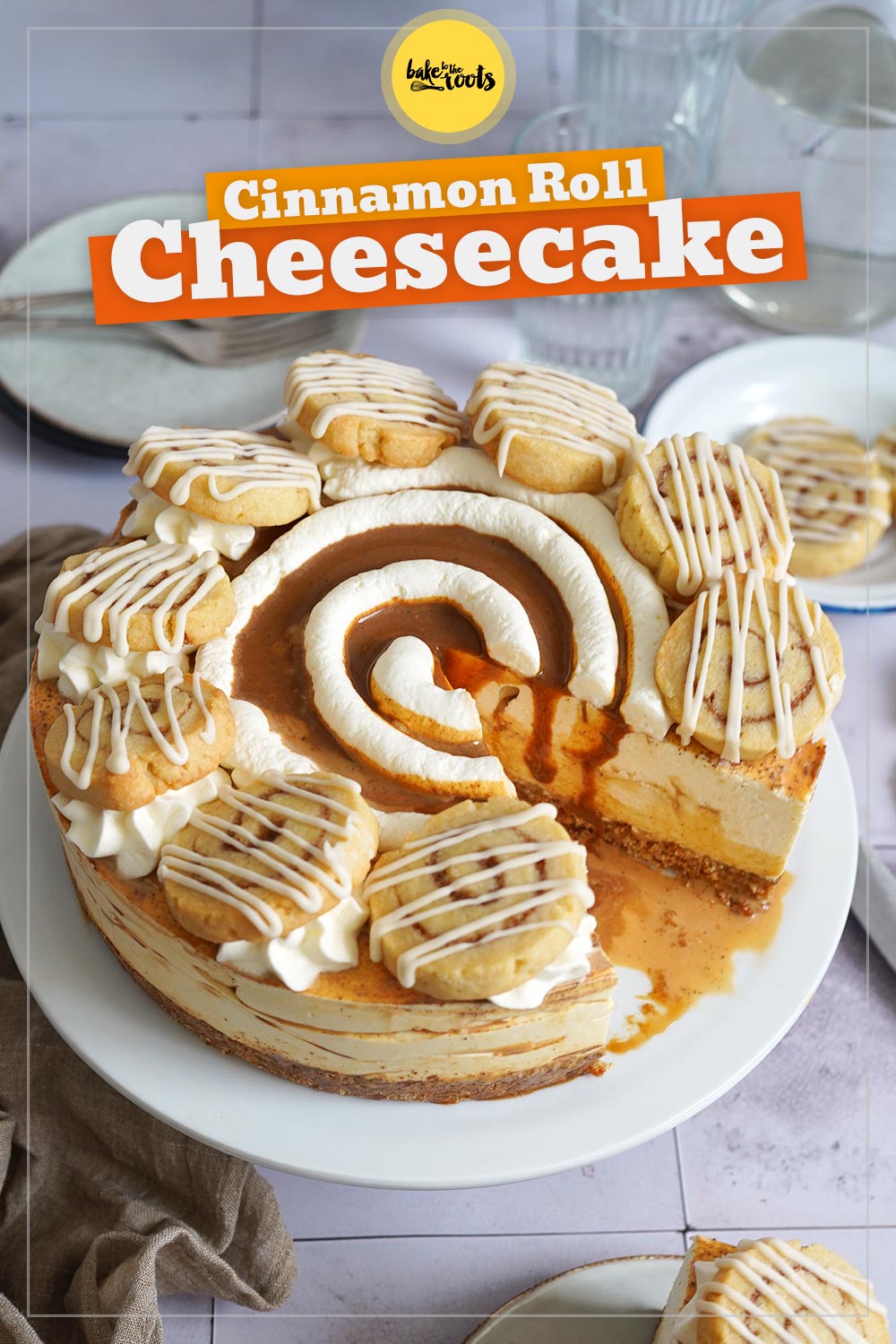 No-Bake Cinnamon Roll Cheesecake | Bake to the roots