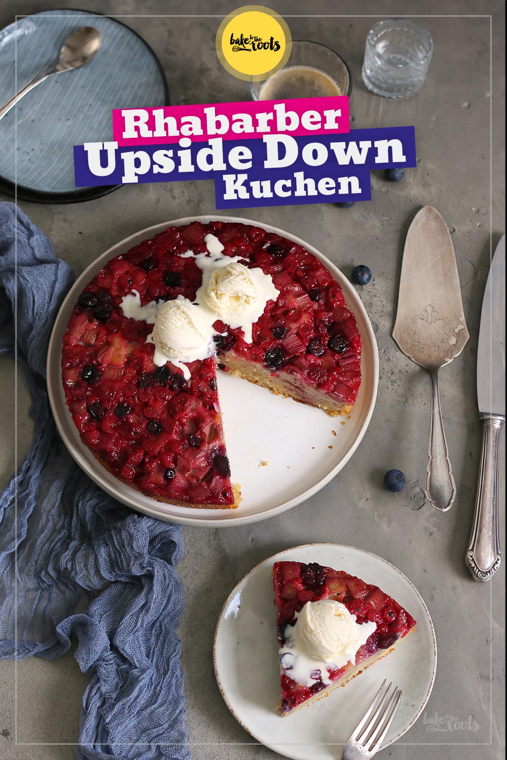 Rhabarber & Beeren Upside Down Kuchen | Bake to the roots