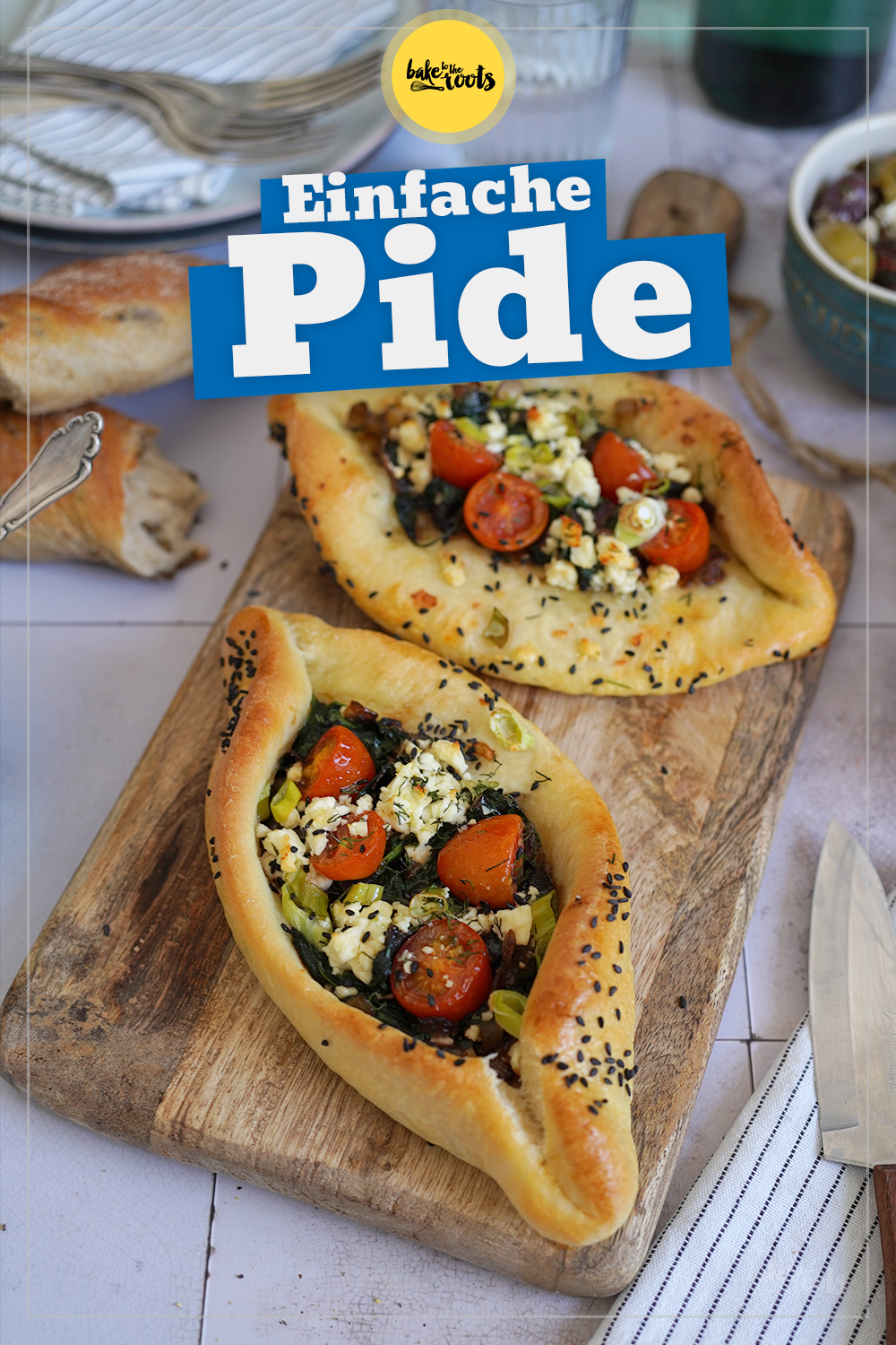 Pide mit Spinat, Tomaten & Feta | Bake to the roots