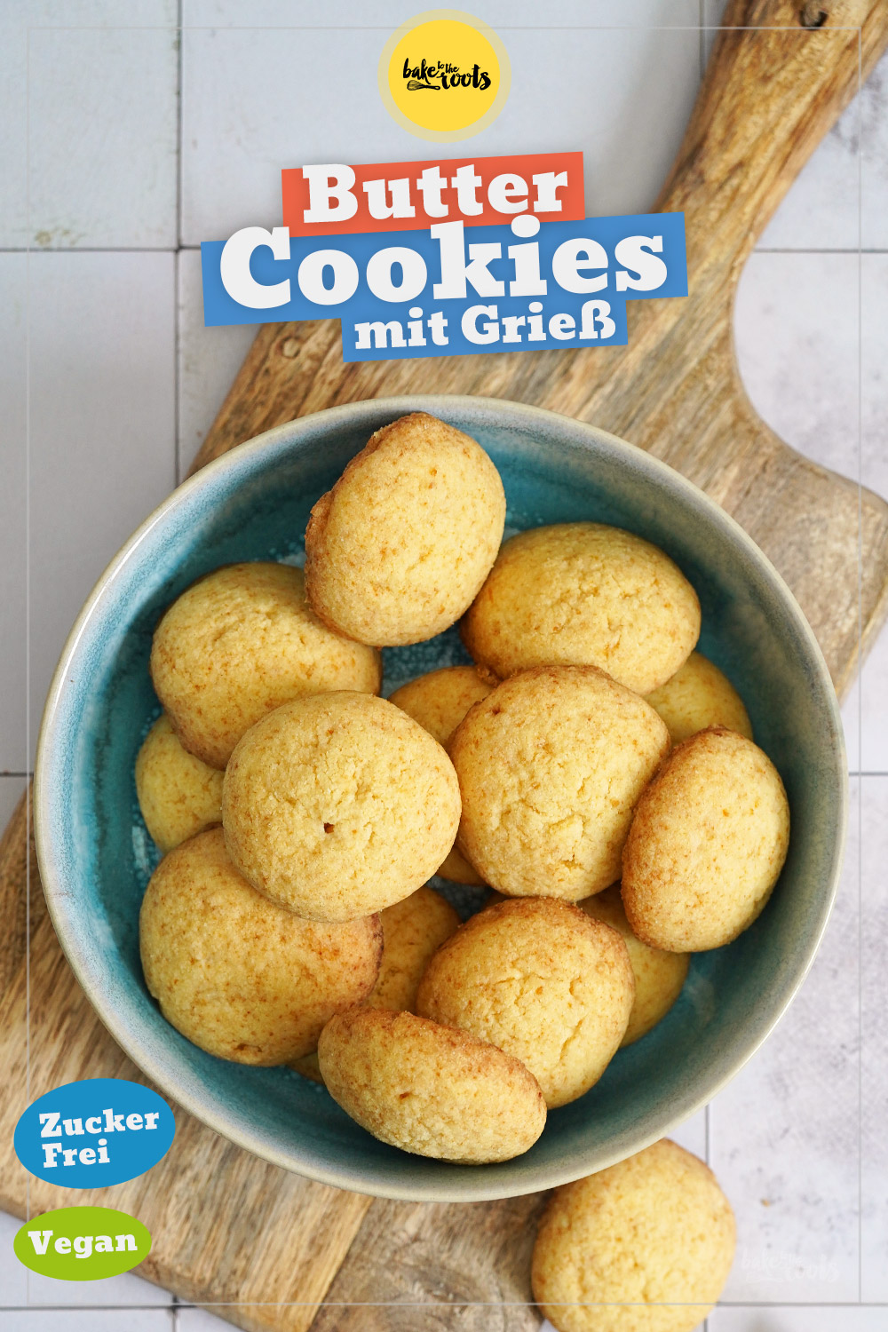 Butter Cookies mit Grieß (zuckerfrei & vegan) | Bake to the roots