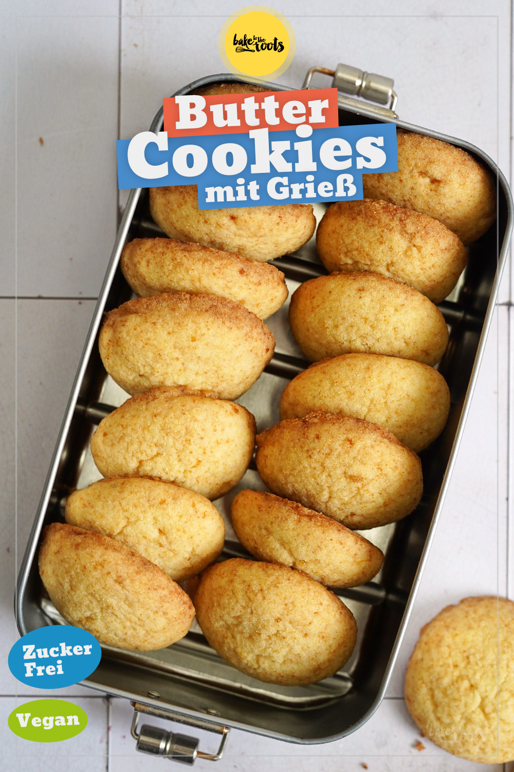Butter Cookies mit Grieß (zuckerfrei & vegan) | Bake to the roots
