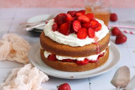 Strawberries & Cream Layer Cake | Bake to the roots