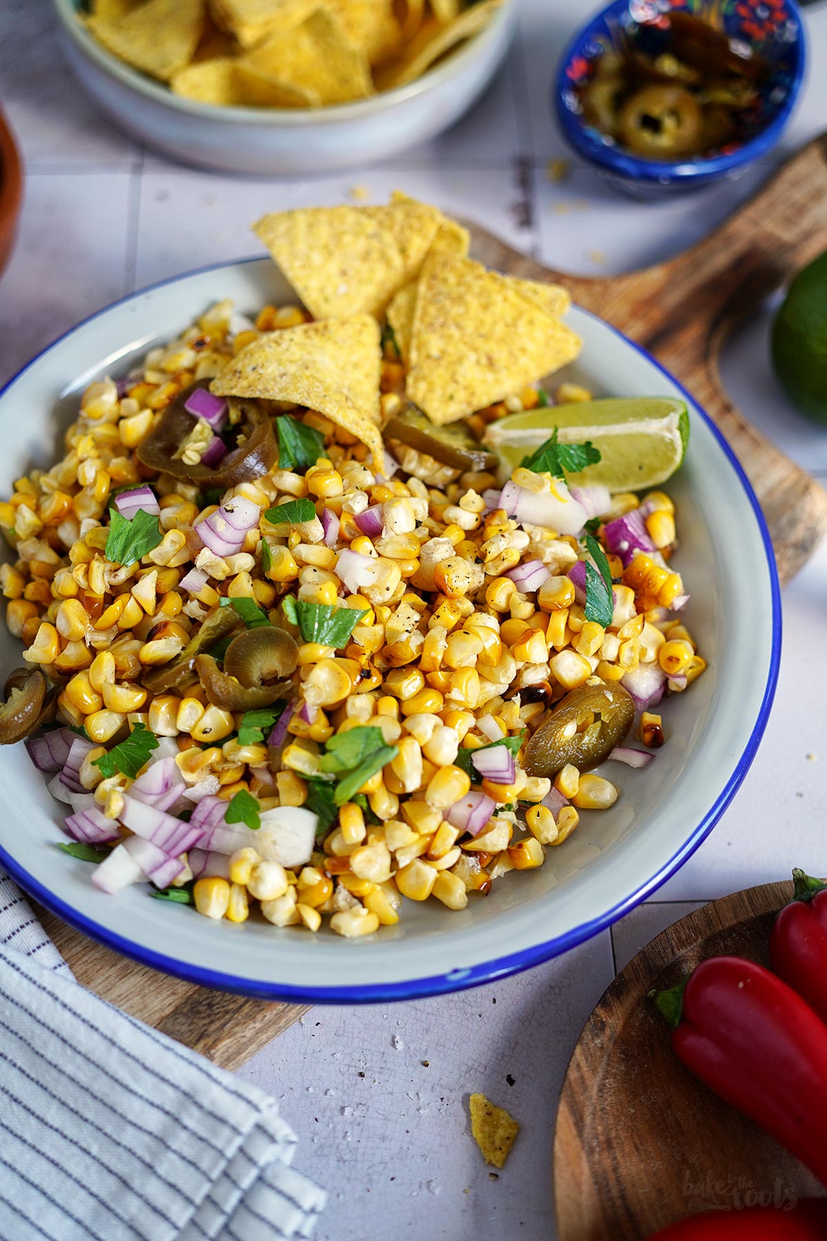 Corn Salsa mit Tortilla Chips | Bake to the roots