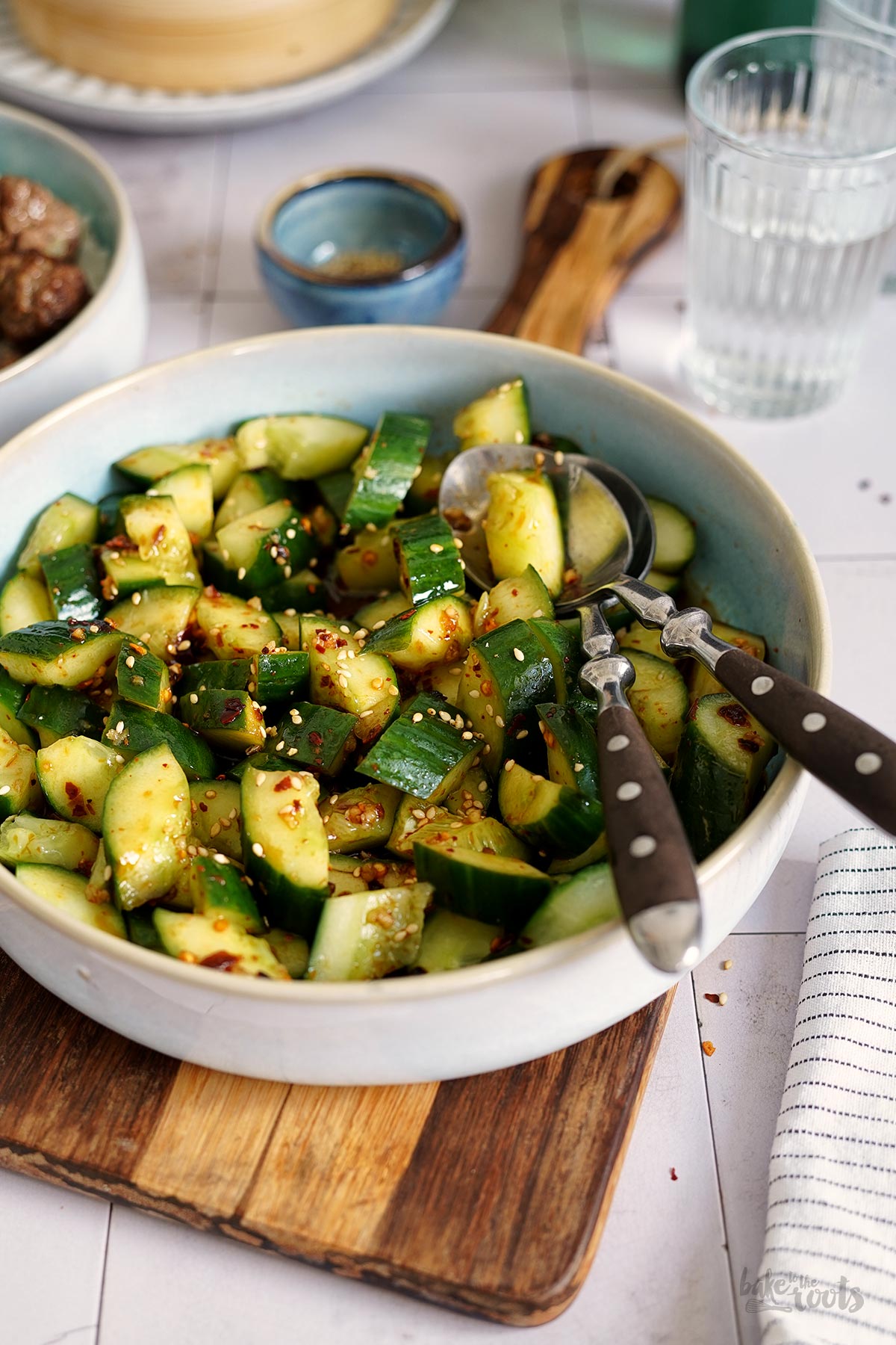 Smashed Cucumber Salad (Gurkensalat) | Bake to the roots