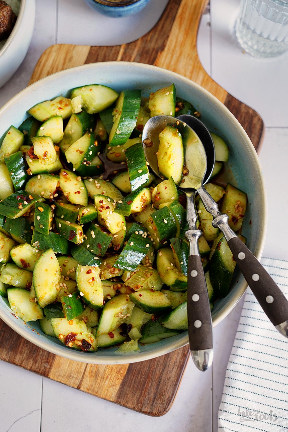 Smashed Cucumber Salad (Gurkensalat) | Bake to the roots