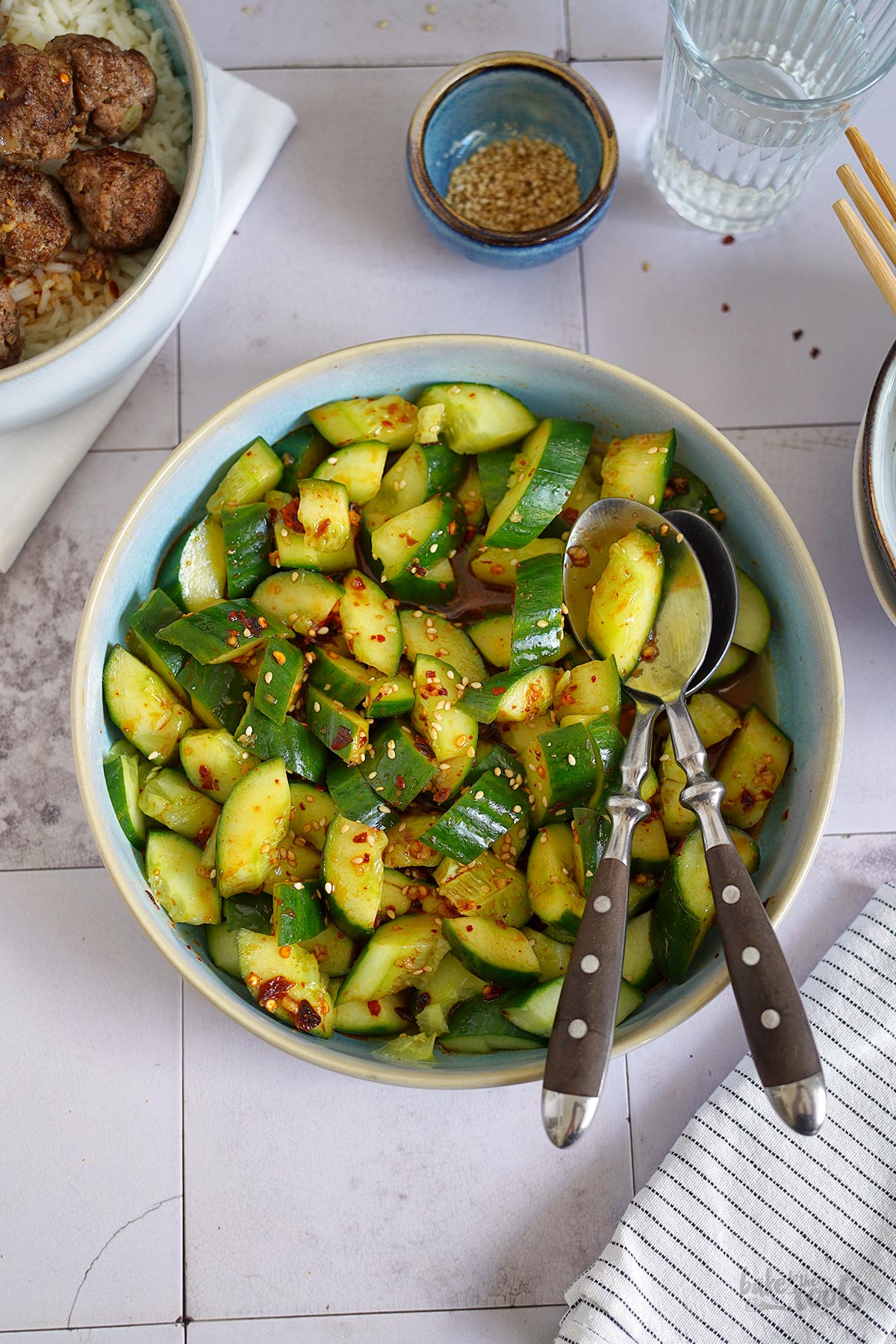 Smashed Cucumber Salad (Gurkensalat) | Bake to the roots