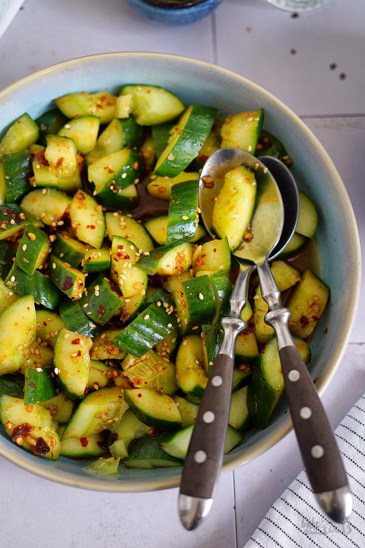 Smashed Cucumber Salad (Gurkensalat) | Bake to the roots