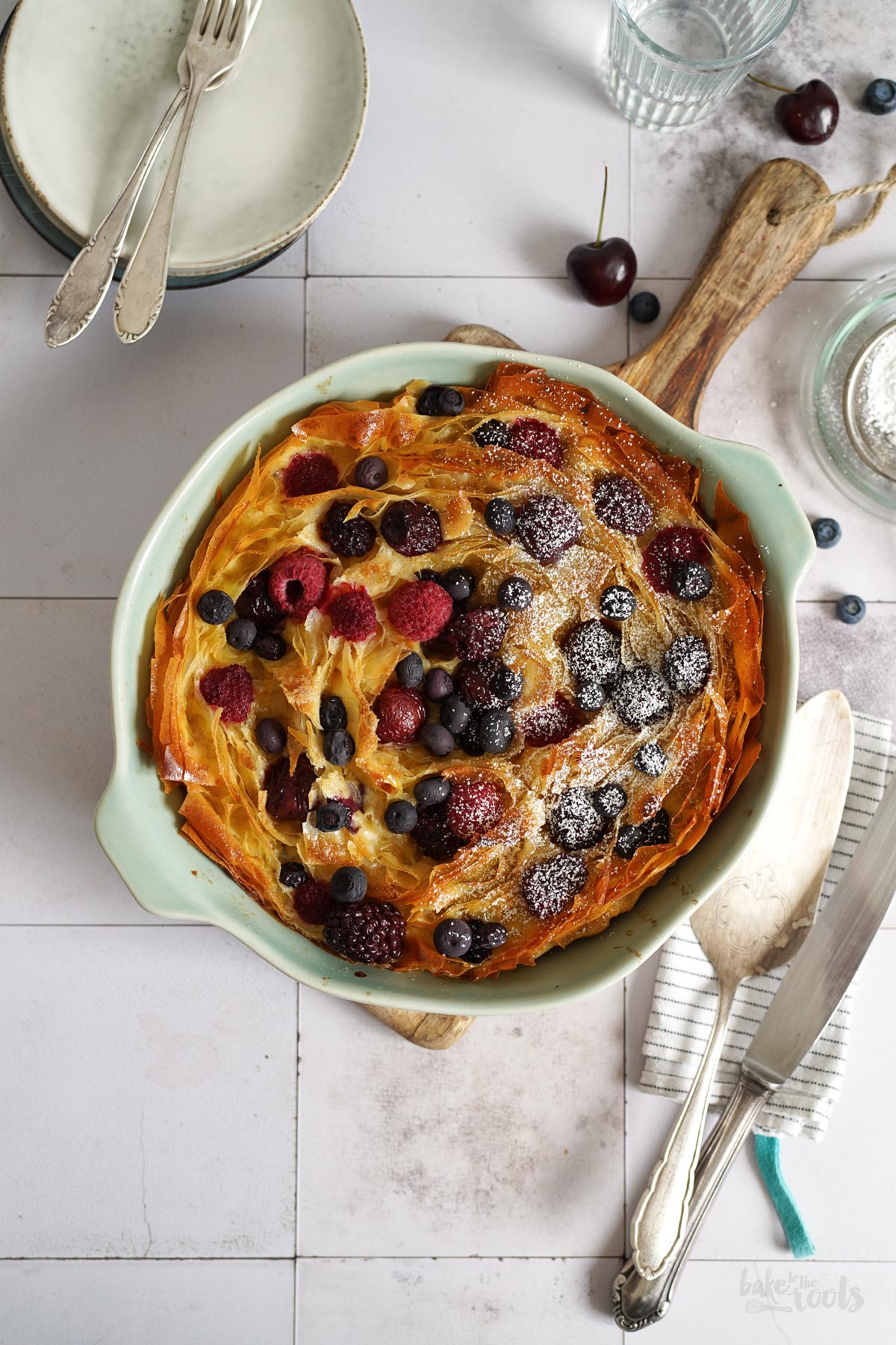 Phyllo Milk Pie with Berries | Bake to the roots