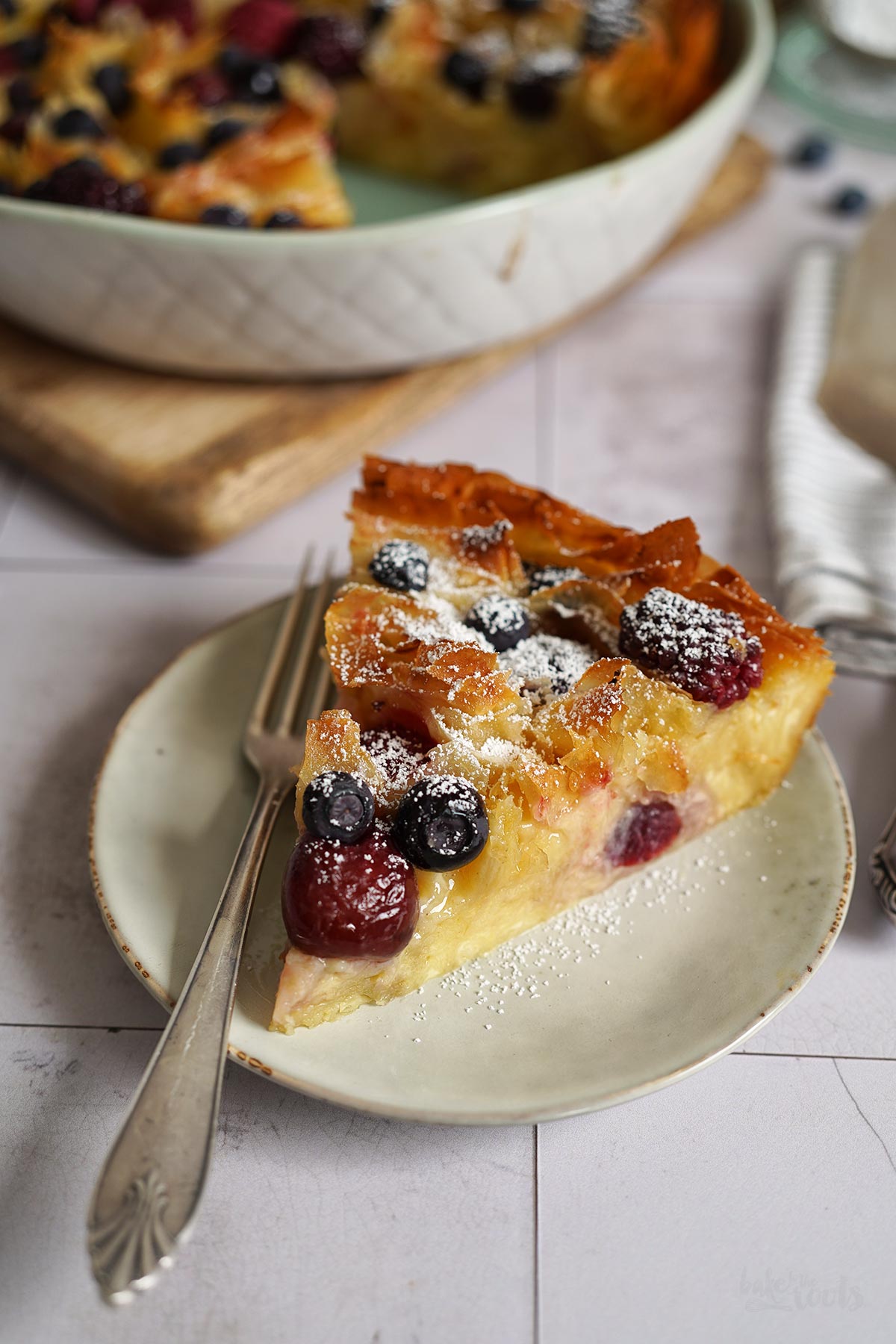 Phyllo Milk Pie with Berries | Bake to the roots