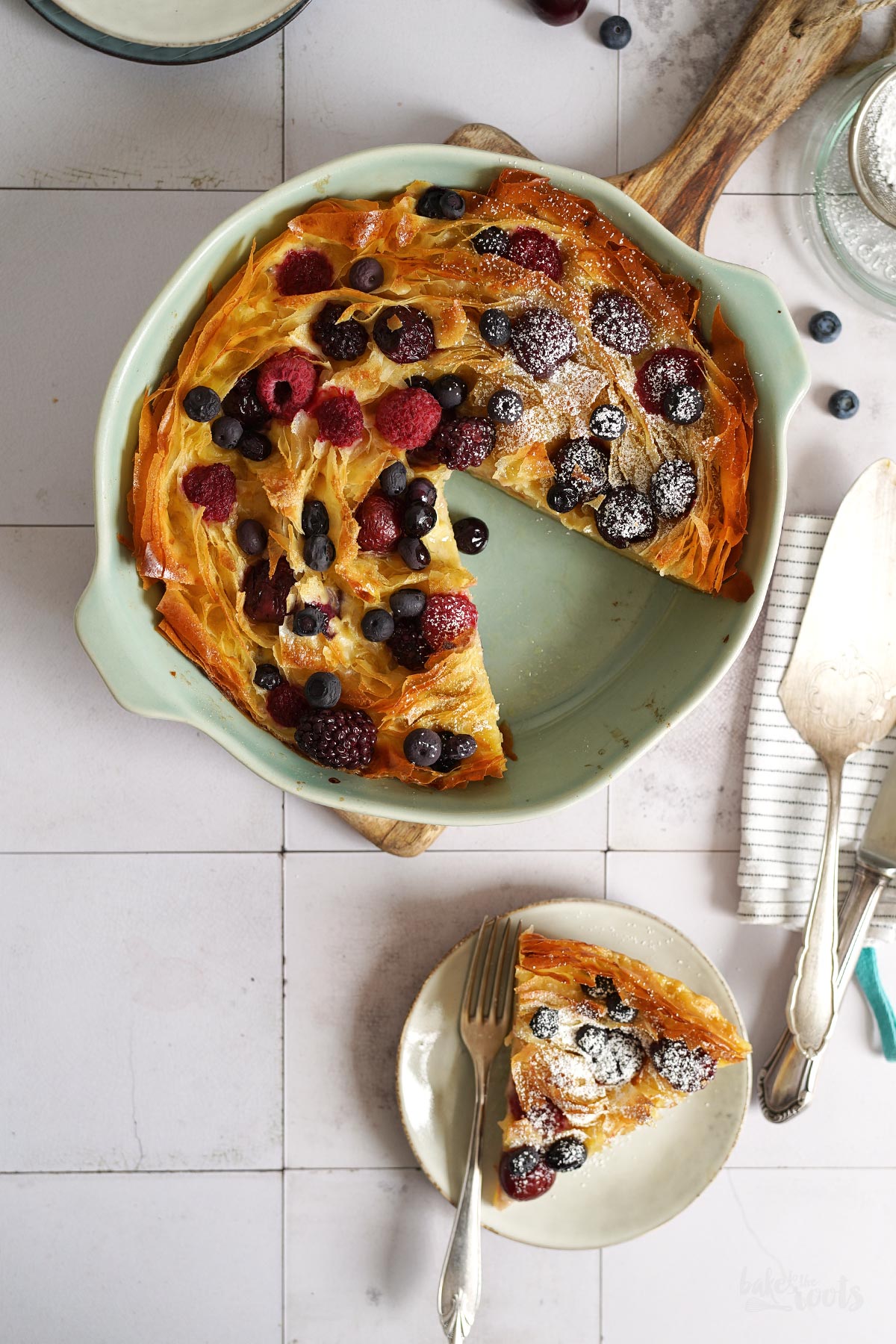 Phyllo Milk Pie with Berries | Bake to the roots