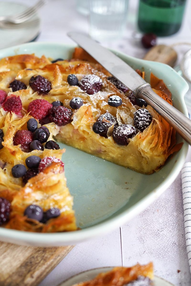 Phyllo Milk Pie with Berries | Bake to the roots