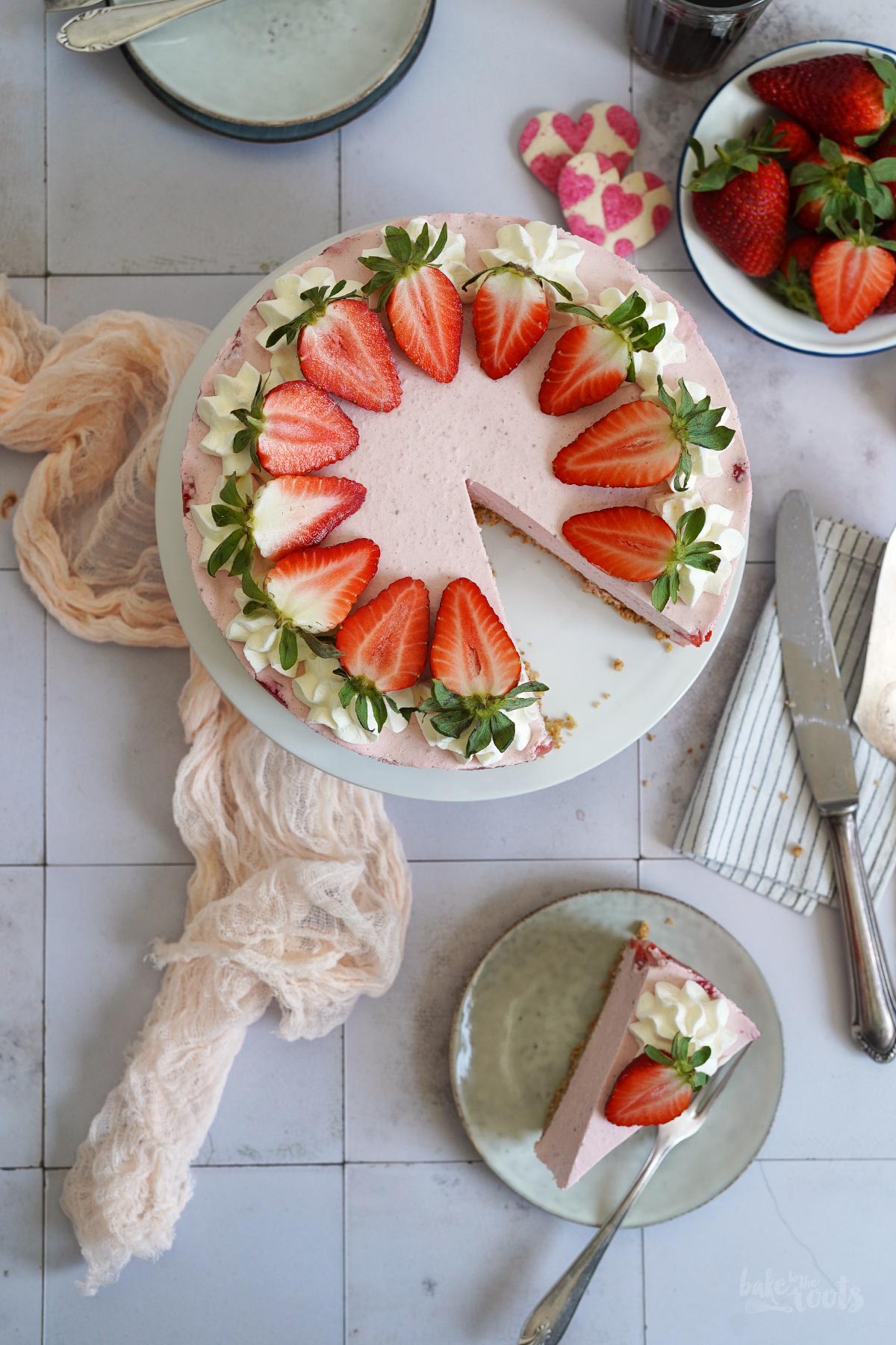 No-Bake Strawberry Cheesecake | Bake to the roots
