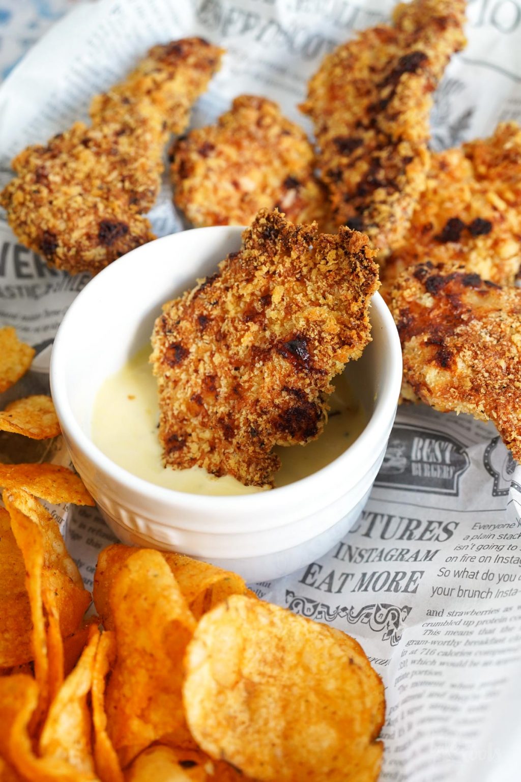 Chicken Tenders mit Honey Mustard Dip Bake to the roots