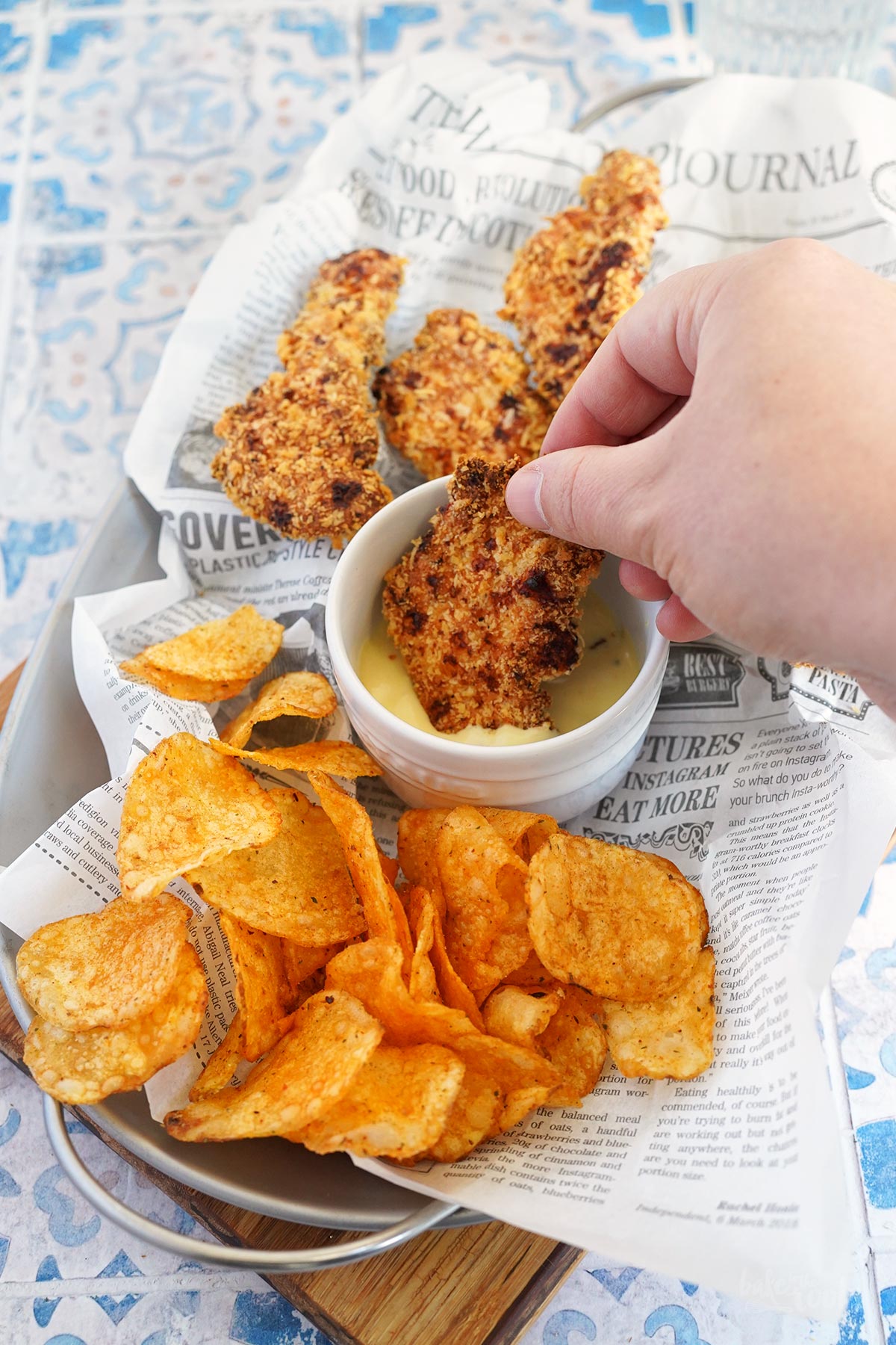 Chicken Tenders mit Honey Mustard Dip Bake to the roots