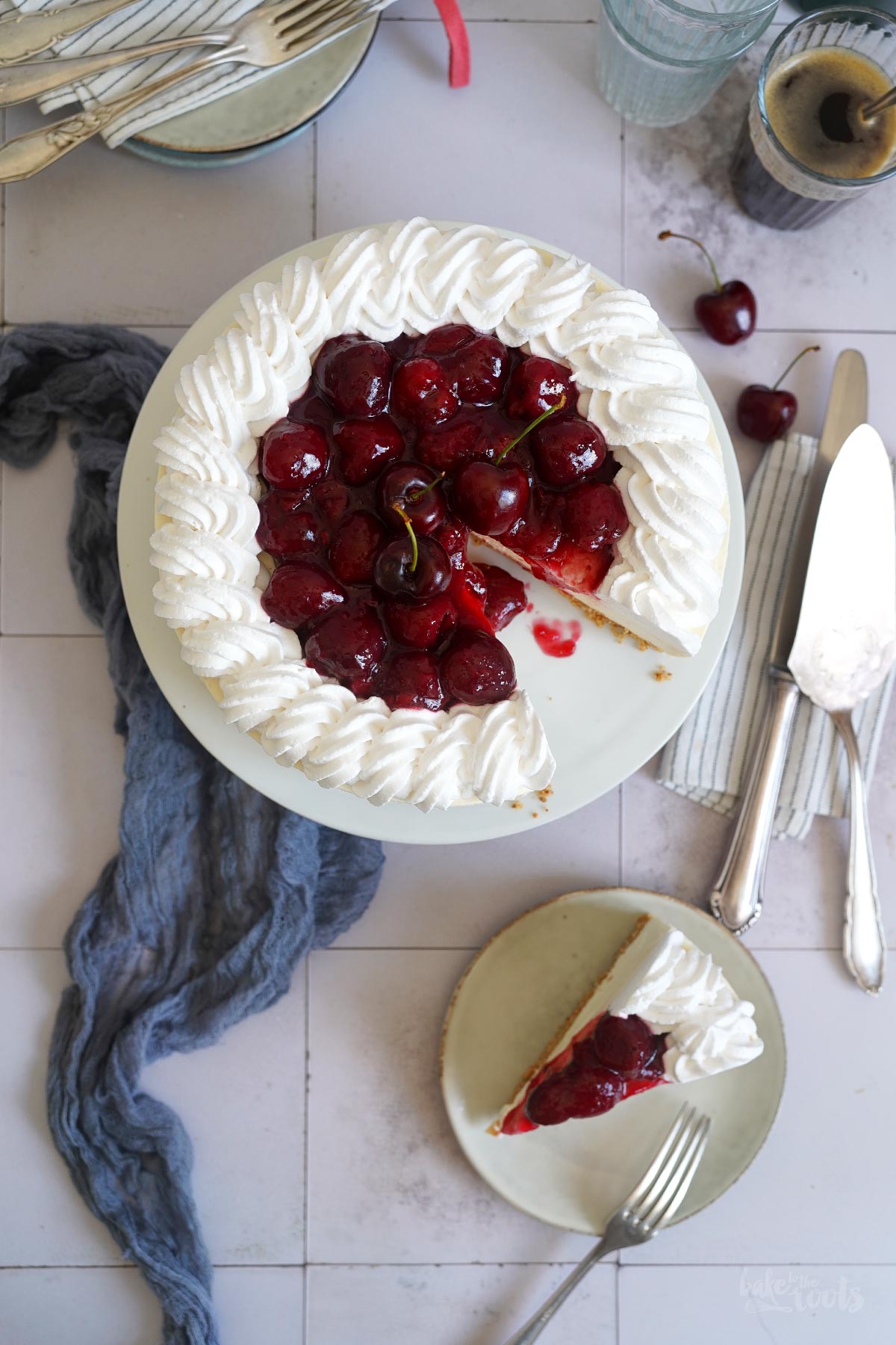 No-Bake Cheesecake with Cherry Topping | Bake to the roots