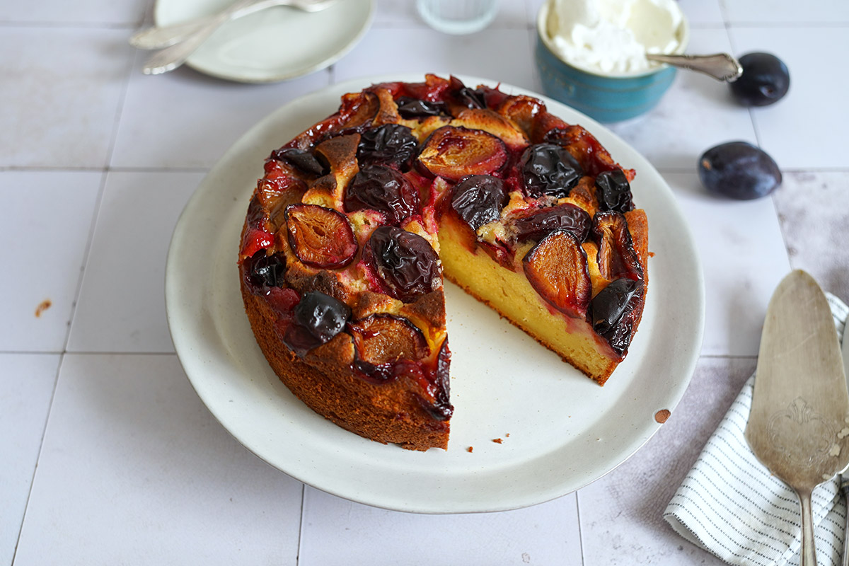 Ricotta Kuchen mit Zwetschgen | Bake to the roots