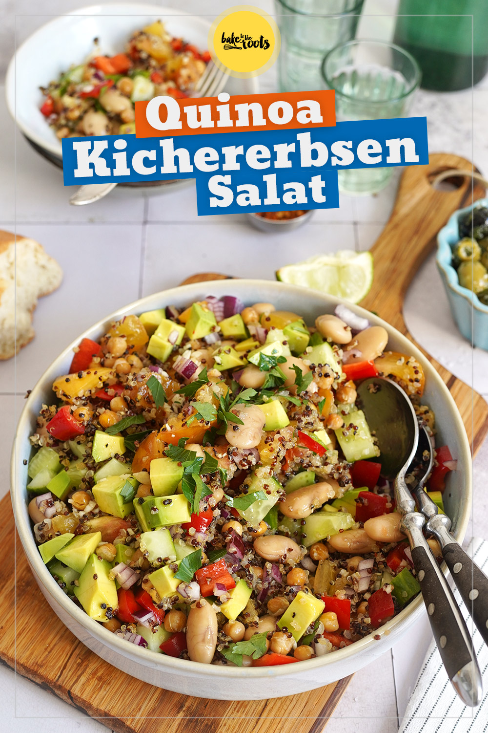 Sommersalat mit geröstetem Quinoa & Kichererbsen | Bake to the roots